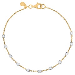Vera Belleza's Schwebende birnenförmige Diamanten im Rosenschliff in 18 Karat Gold Kettenarmband