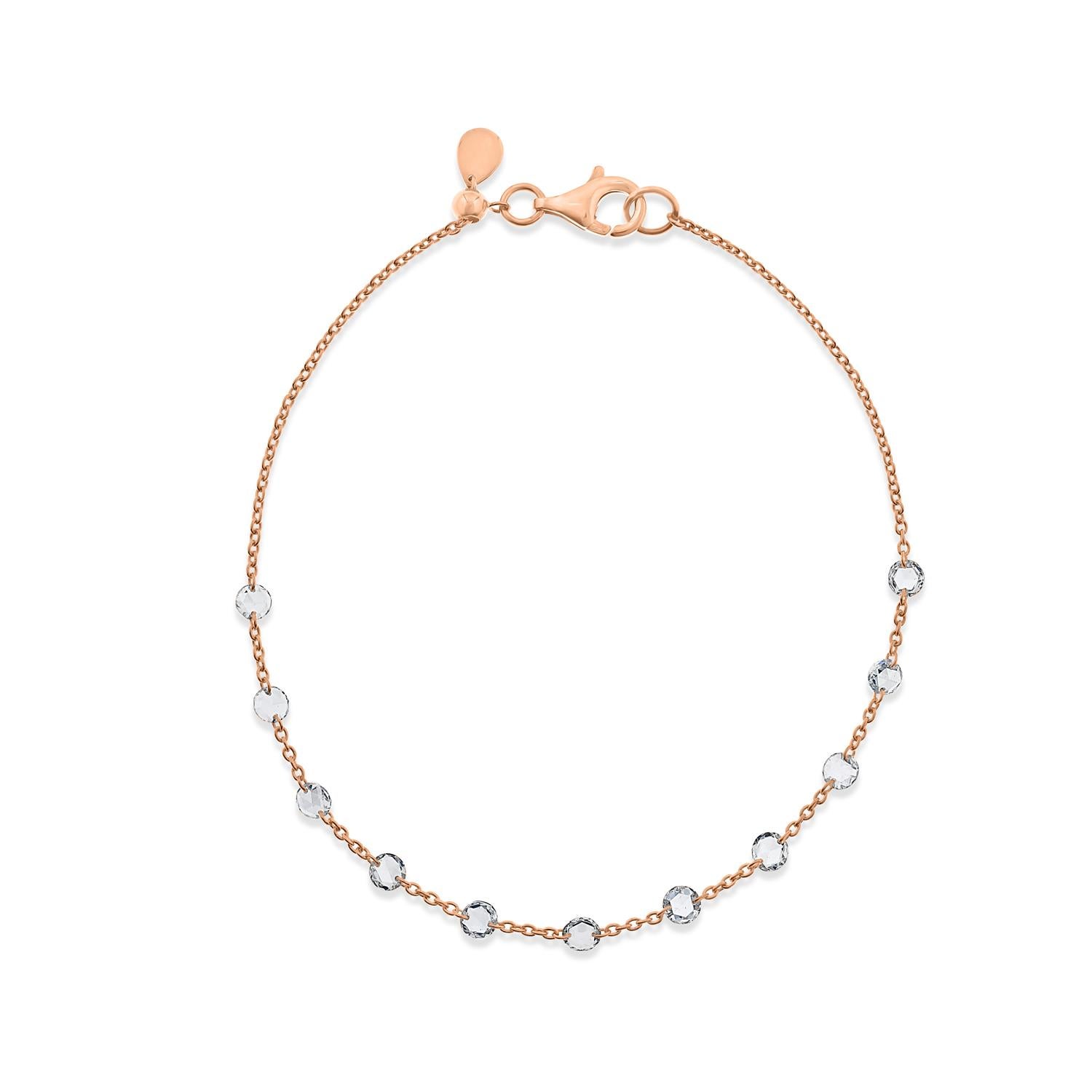 Moderno Vera Belleza  Bracciale fluttuante con diamanti taglio rosa in oro 18 carati in vendita