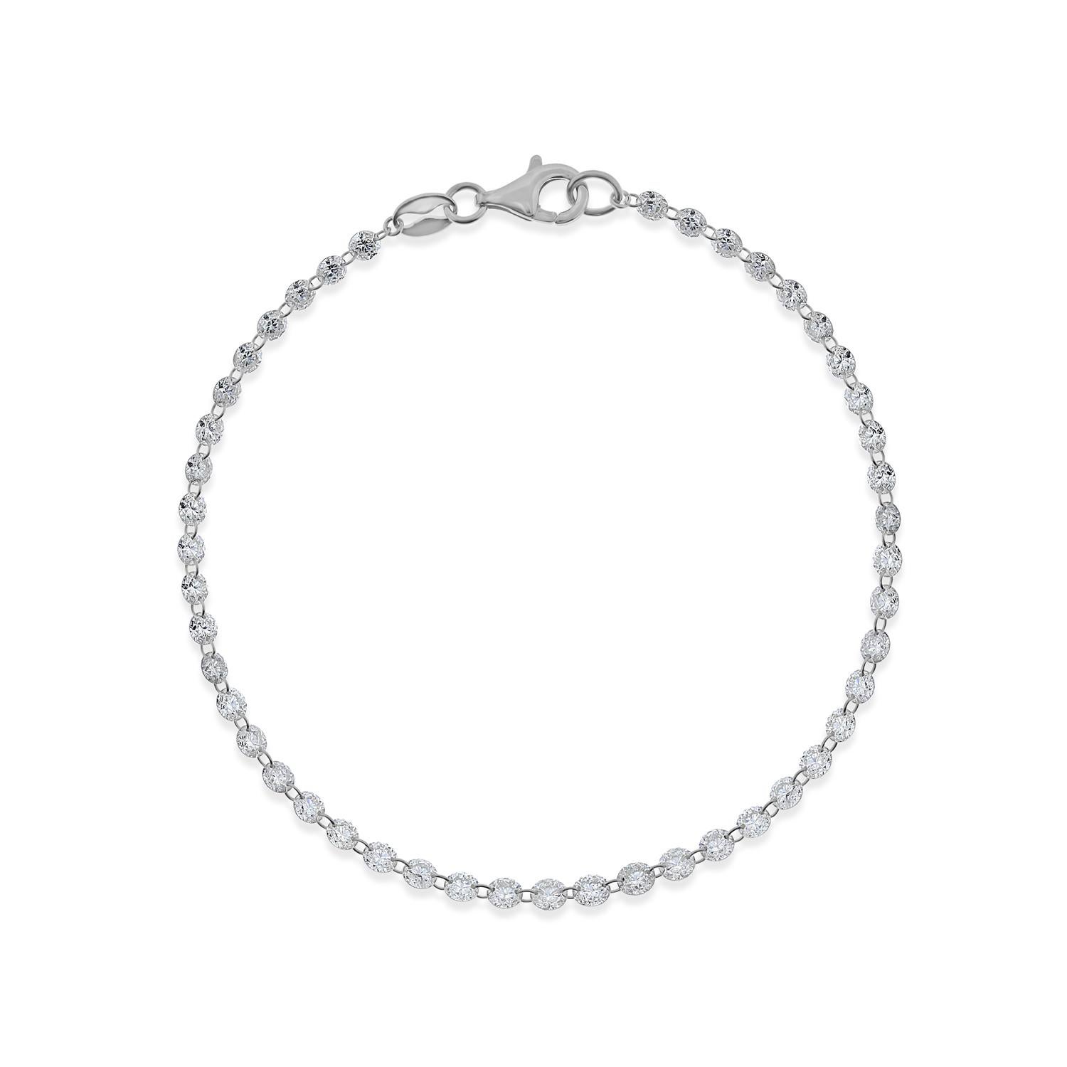 Vera Belleza Bracelet à chaîne en or 18 carats avec diamants ronds brillants flottants Pour femmes en vente