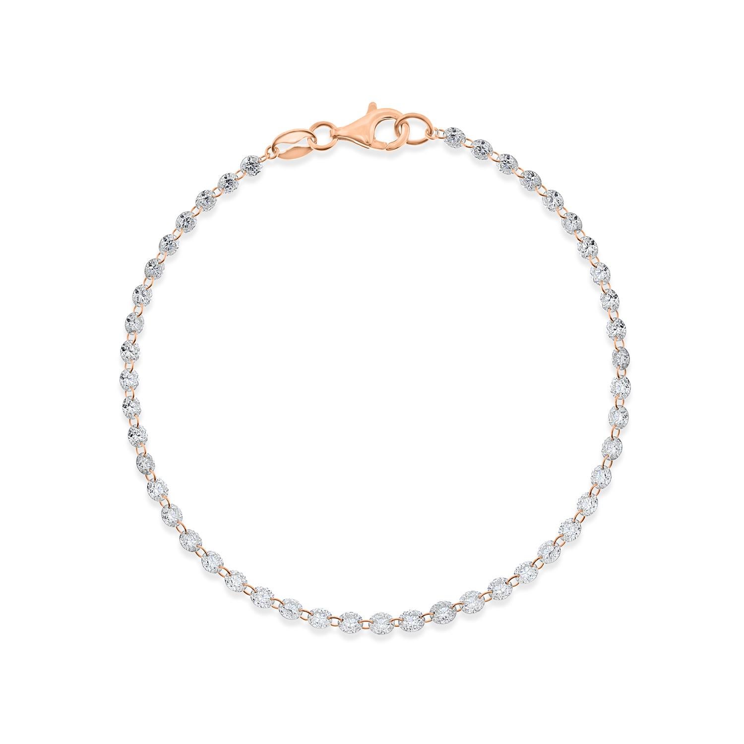 Vera Belleza Bracelet à chaîne en or 18 carats avec diamants ronds brillants flottants en vente 1