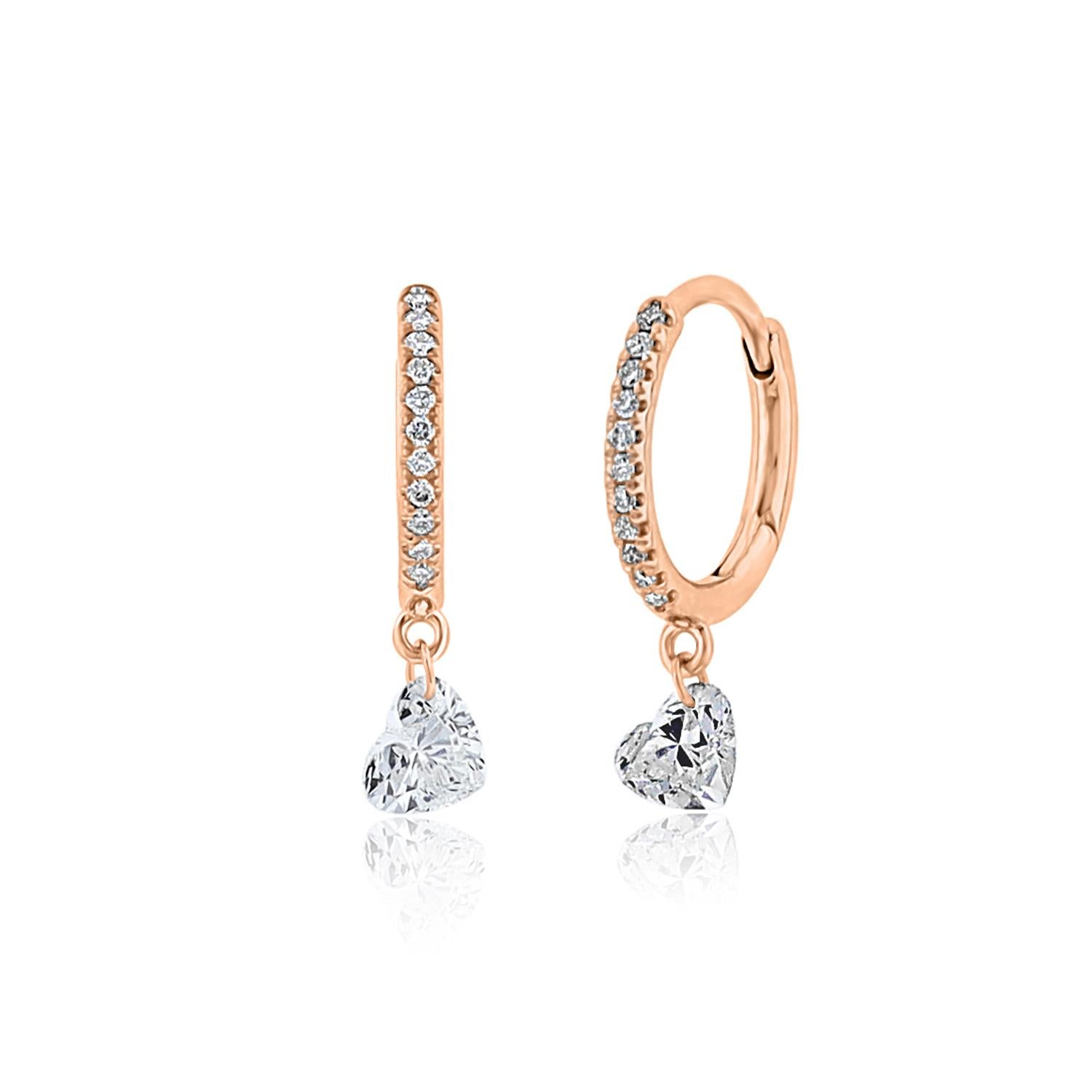 Modern Vera Belleza's Heart shaped Brilliant cut diamond hoops 18k gold For Sale