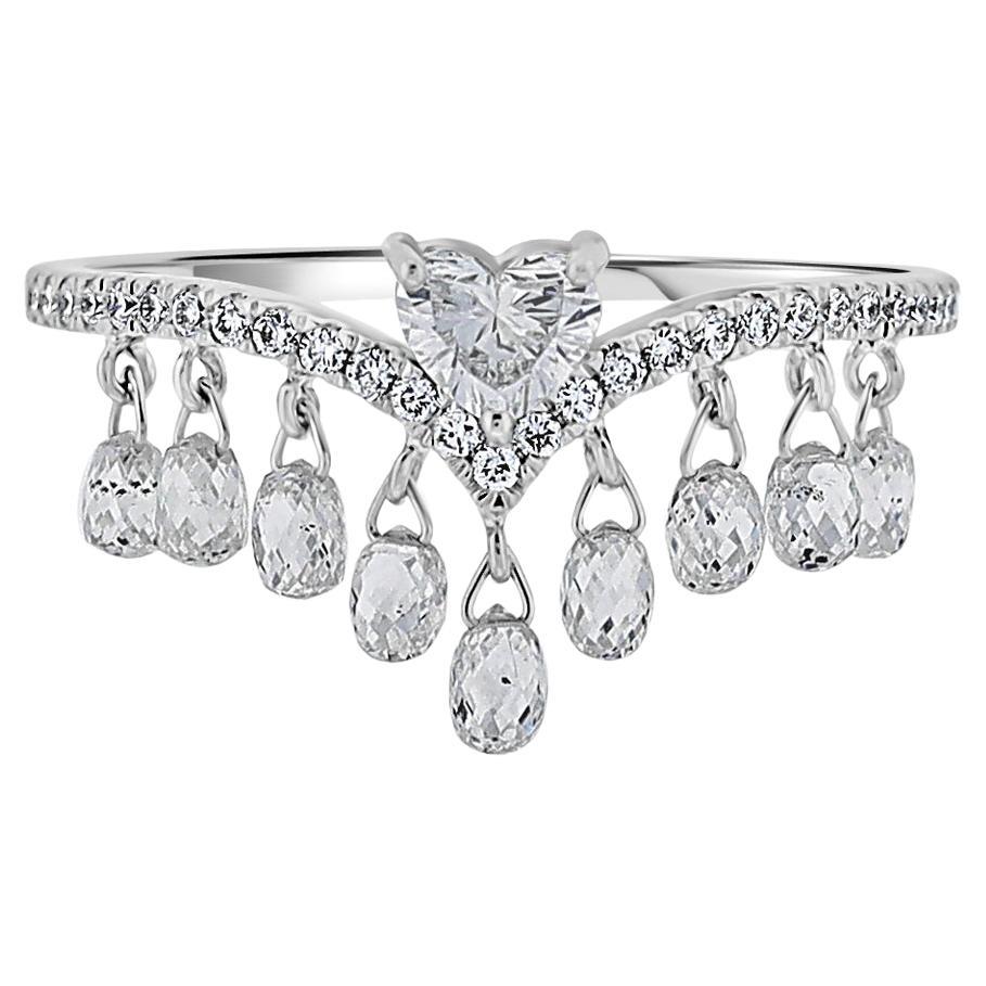 Vera Belleza's Heart shapped diamond in 18k gold with dangling briolette drops