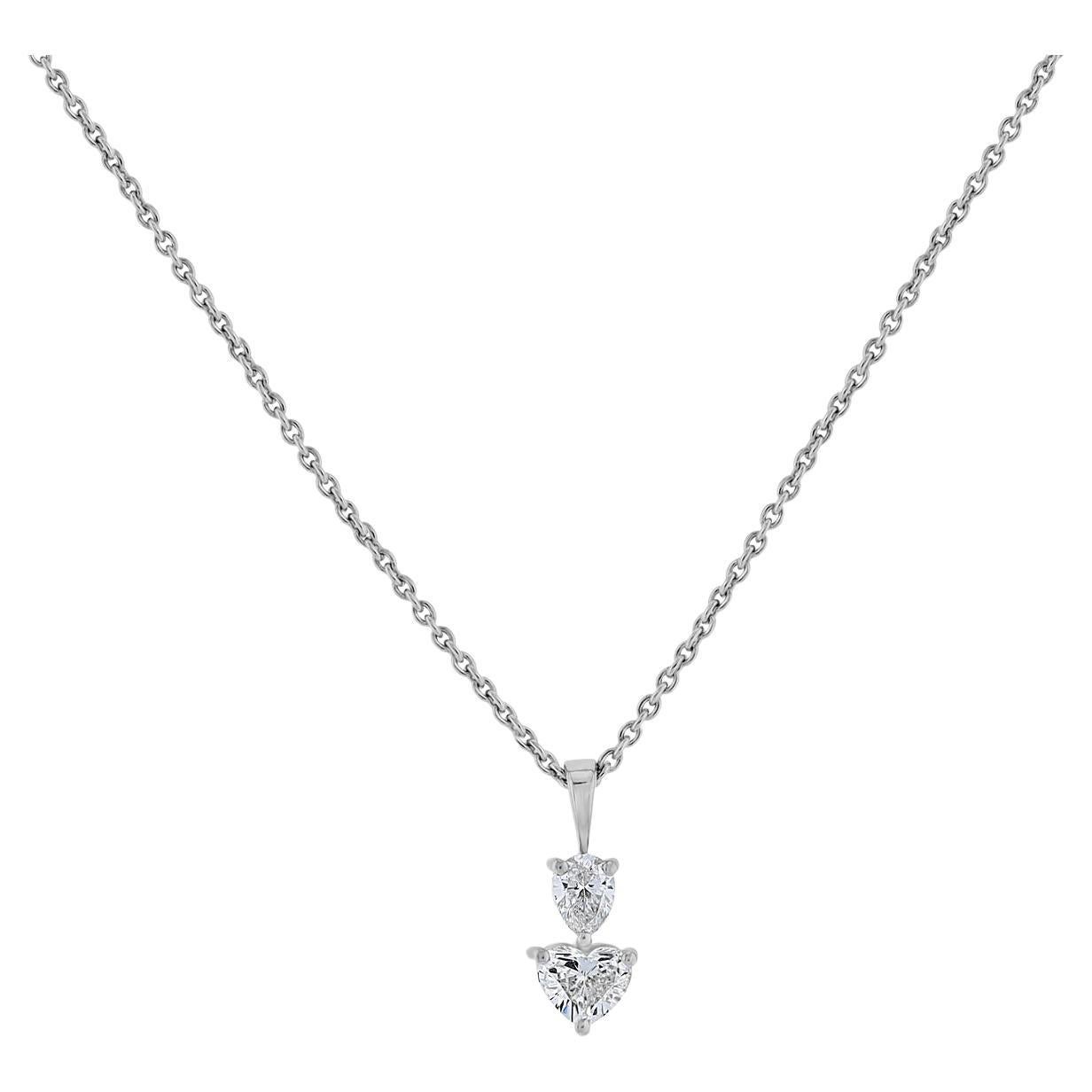 Ciondolo con diamante a forma di pera e cuore di Vera Belleza con catena in oro 18 carati