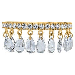 Anillo colgante de diamantes talla rosa en forma de pera de Vera Belleza en oro de 18 quilates