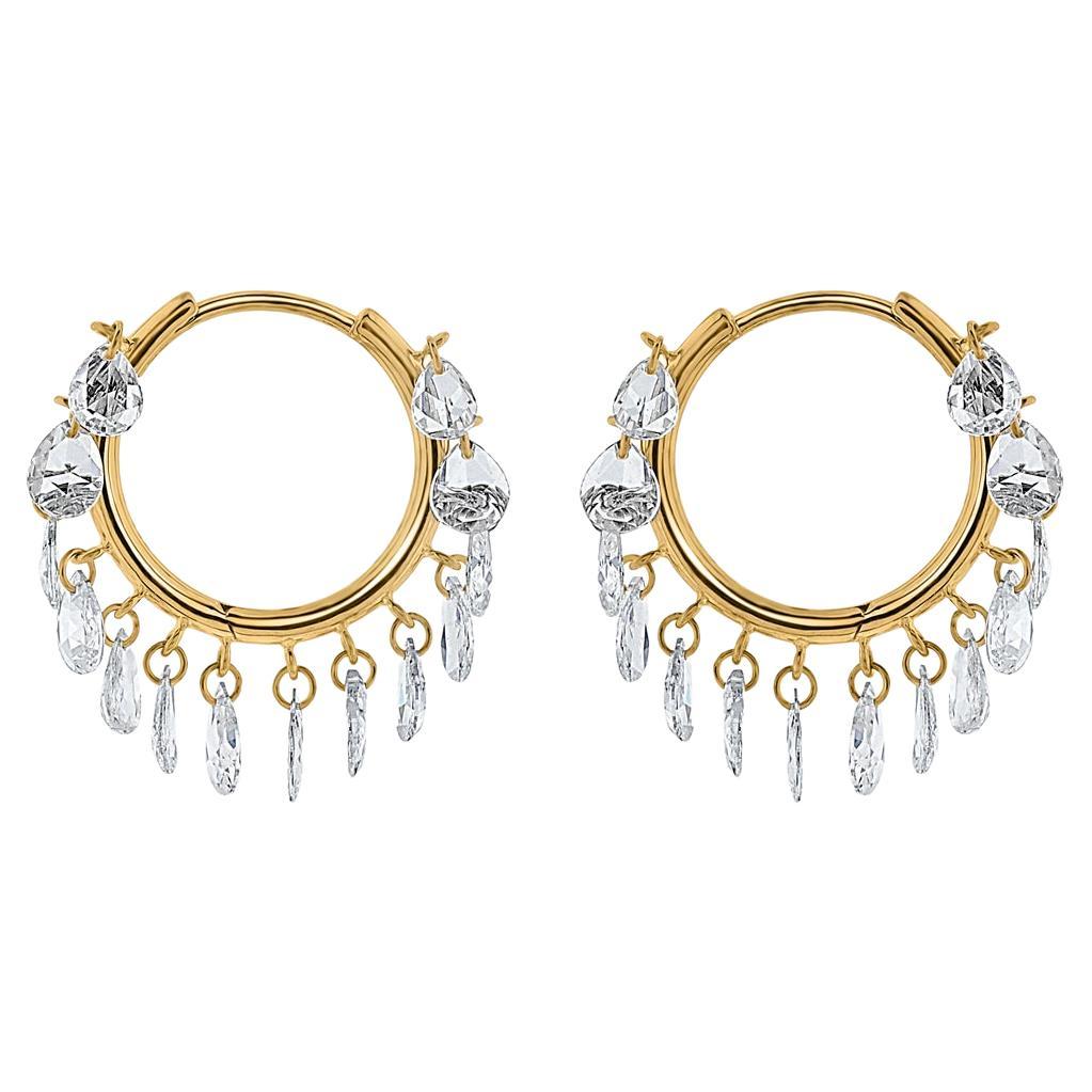 Vera Belleza's  Pear shaped Rose cut diamond hoops 18k gold