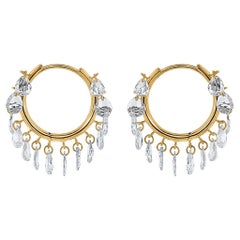 Vera Belleza's  Pear shaped Rose cut diamond hoops 18k gold