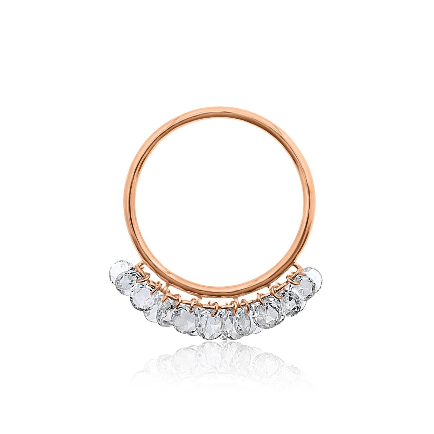 Modern Vera Belleza's round Rose cut diamond ring in 18K gold For Sale