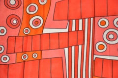 Vera Bold Neon Tangerine & Red Mod Abstract Print Scarf