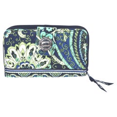 Vera Bradley Portafoglio Zip Lunga Intorno a Fabrice Trapuntata Argento HW Pochette Chang