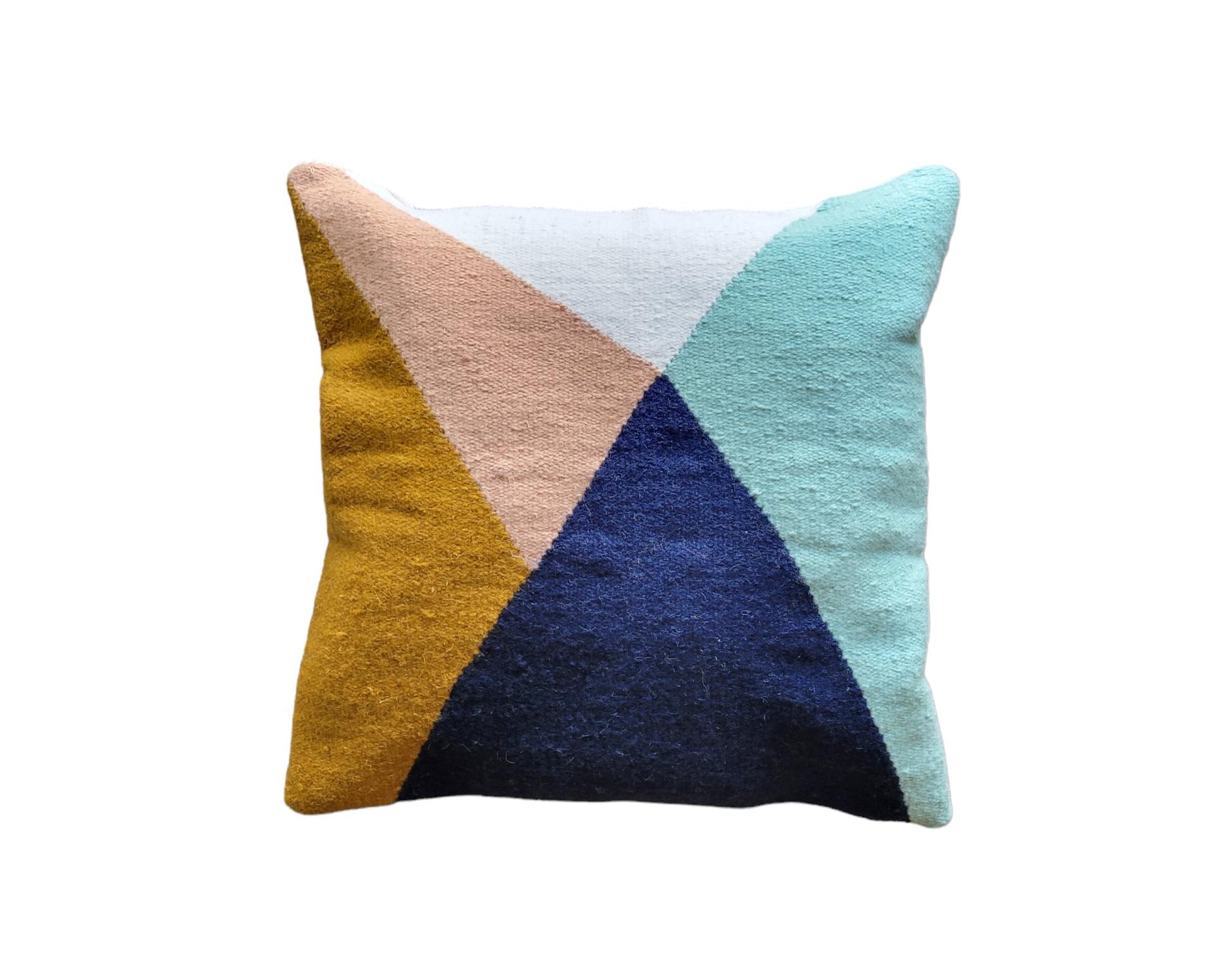 Egyptian Vera Colorful Handwoven Throw Pillow Cover For Sale