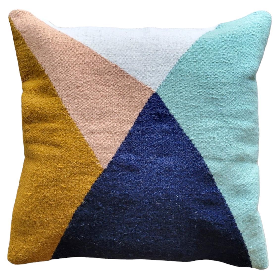 Vera Colorful Handwoven Throw Pillow Cover For Sale