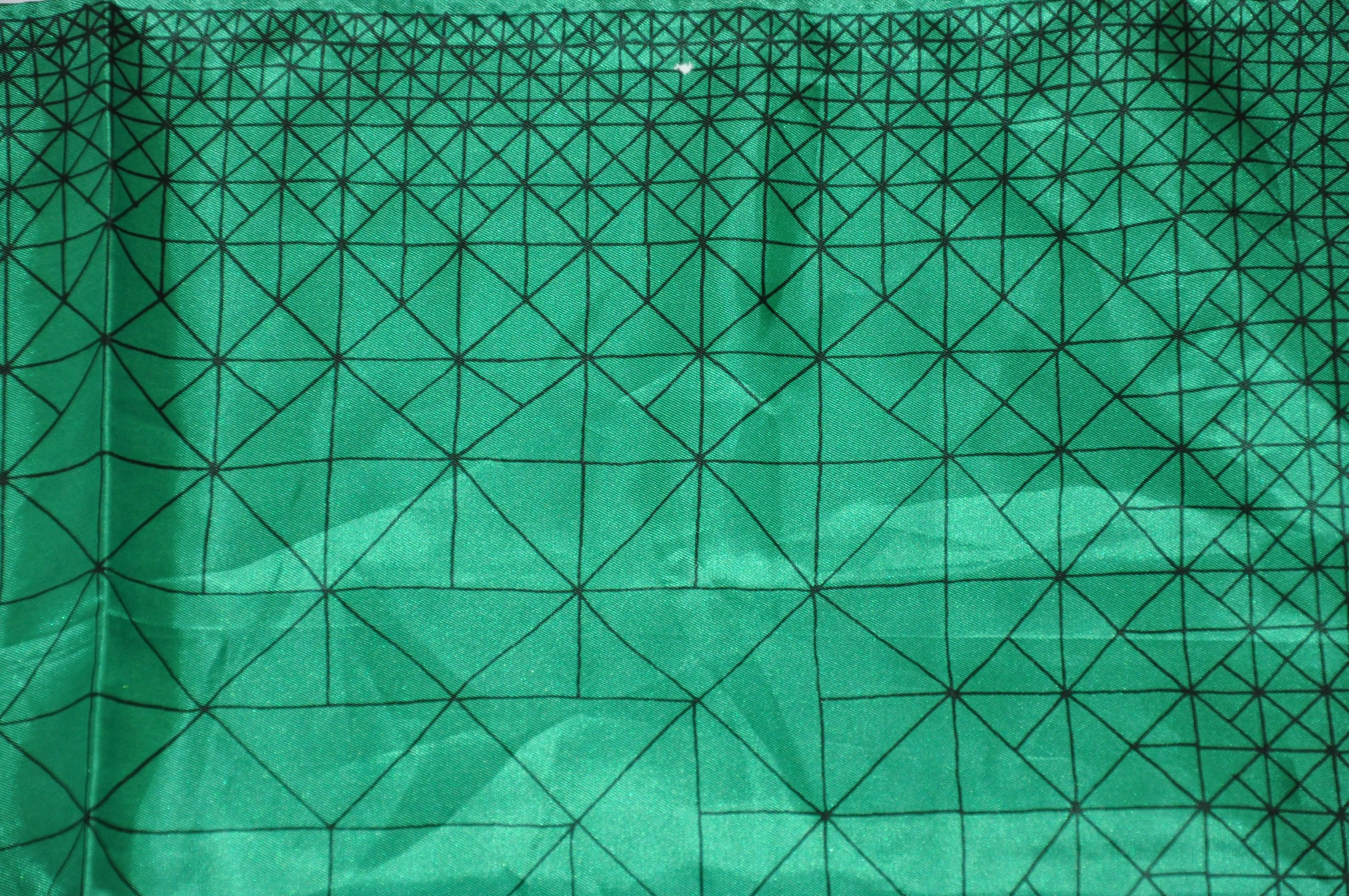 Bleu Vera - Écharpe vert émeraude avec gravure noire en vente