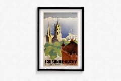 Art Deco travel poster by Swiss artist Vera Hirzel - Lausanne - Ouchy, Suisse