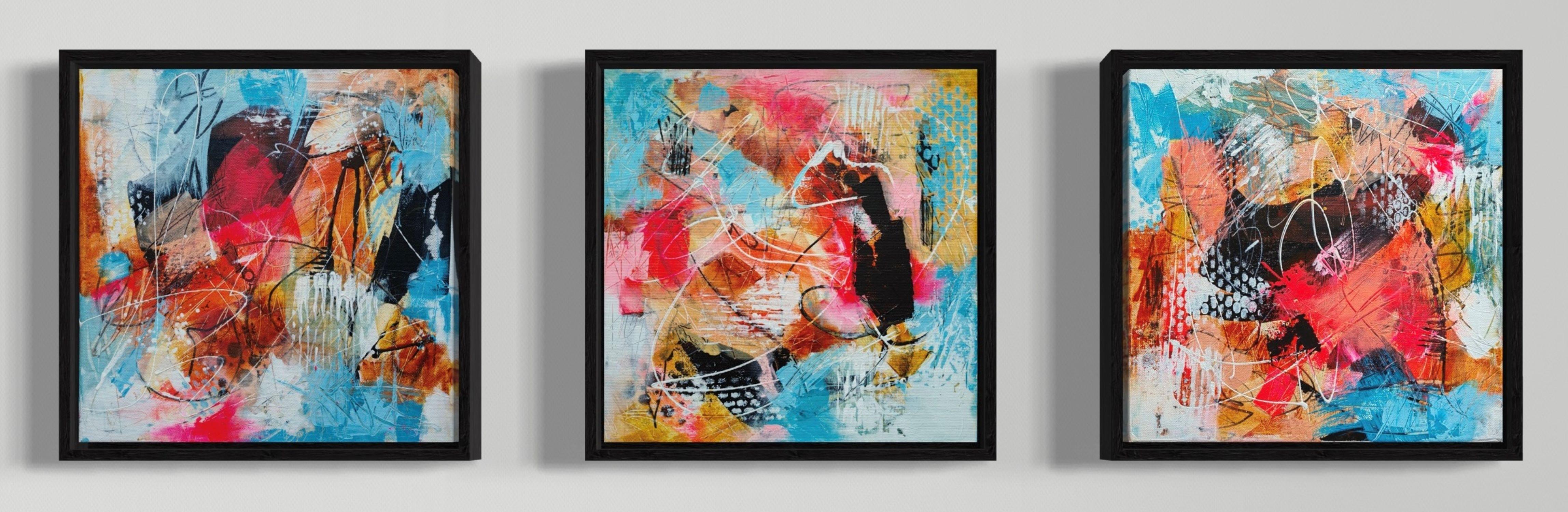 Vera Hoi Interior Painting - "Abstract Tryptich"