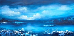 "After the Storm" Large contemporary seascape blue and white
