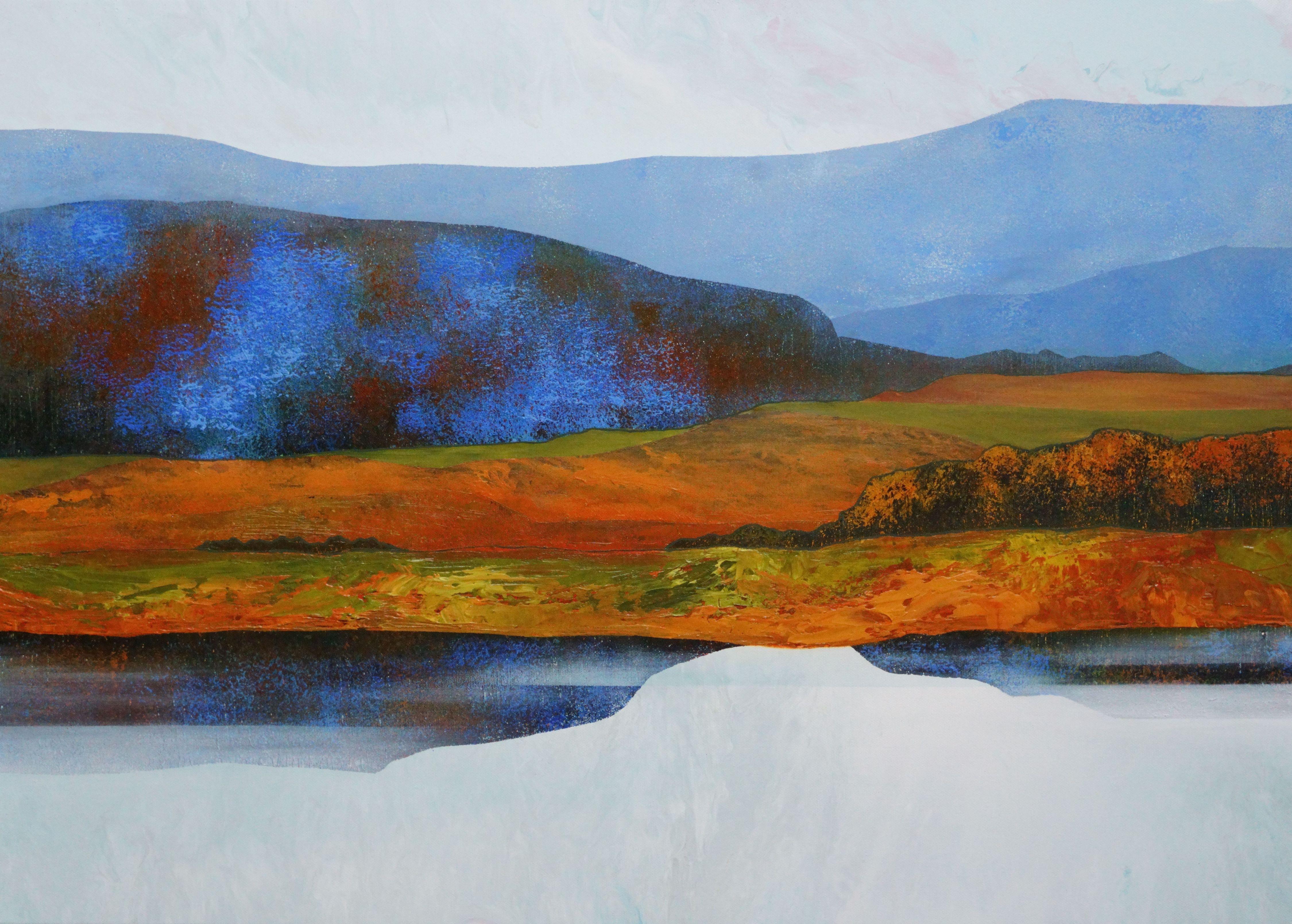 Landscape Painting de Vera Hoi - "Bajo la cresta azul"