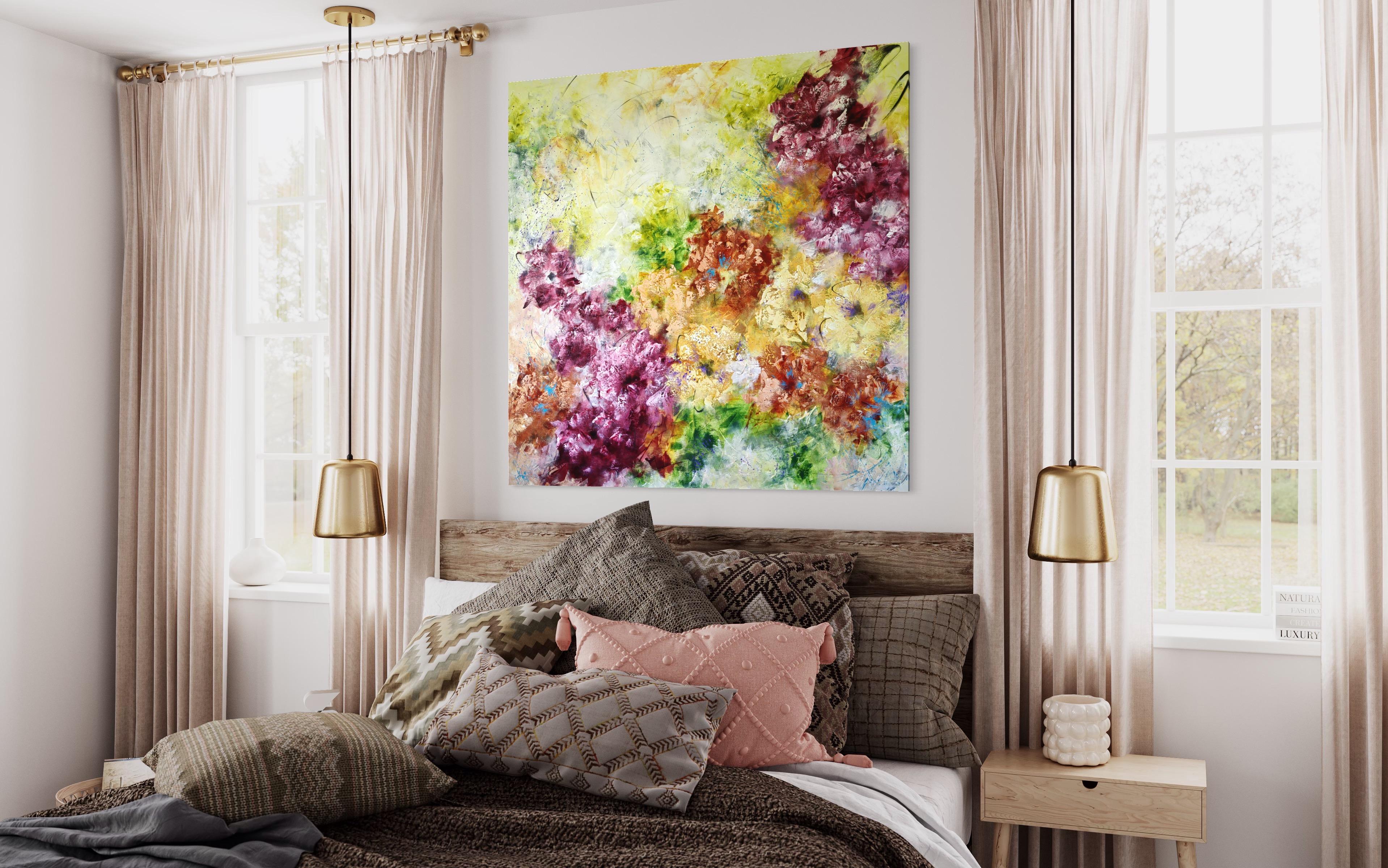 „Blooming Abstraction“, XXL (Beige), Interior Painting, von Vera Hoi