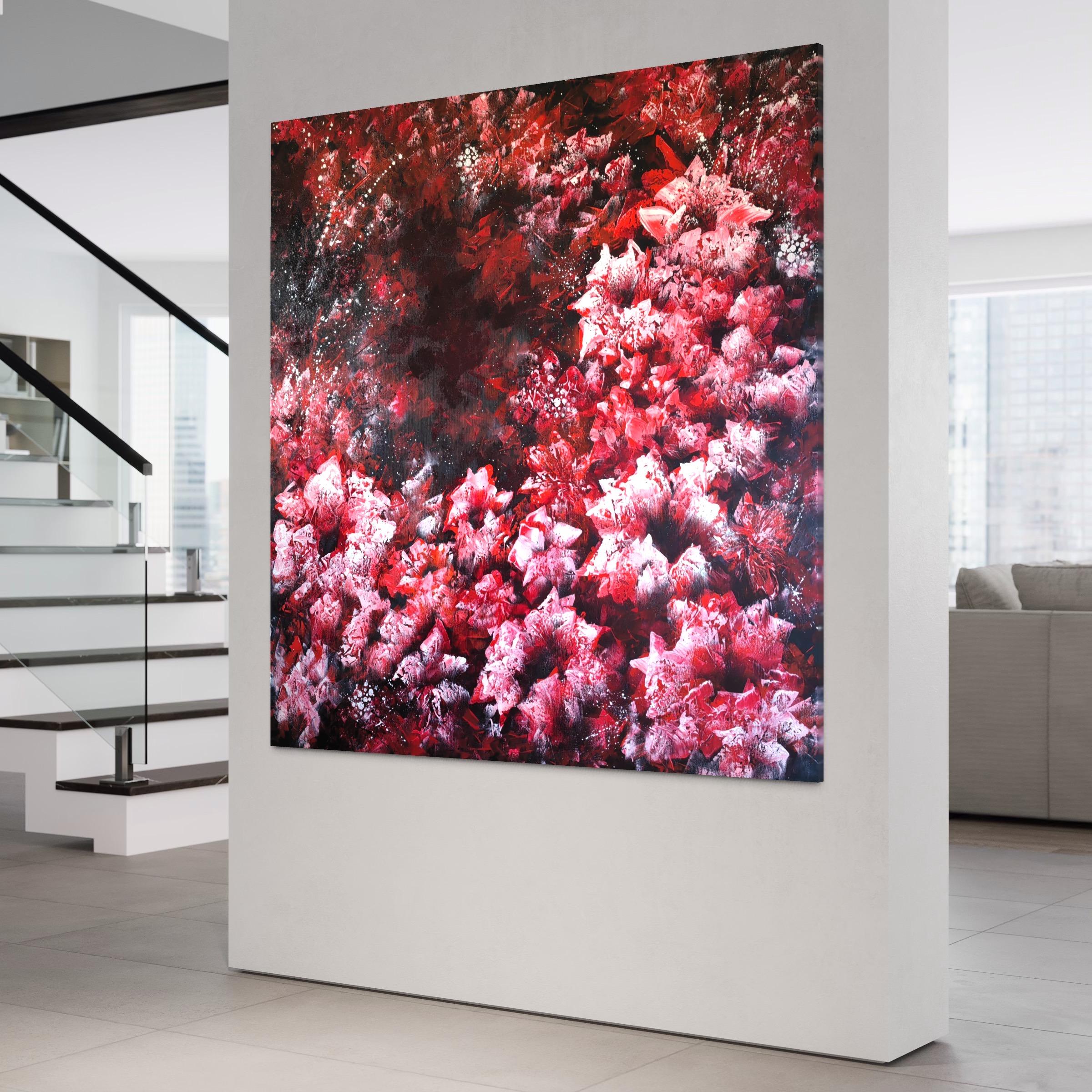 „Blossoms of Midnight Passion“ (Schwarz), Abstract Painting, von Vera Hoi