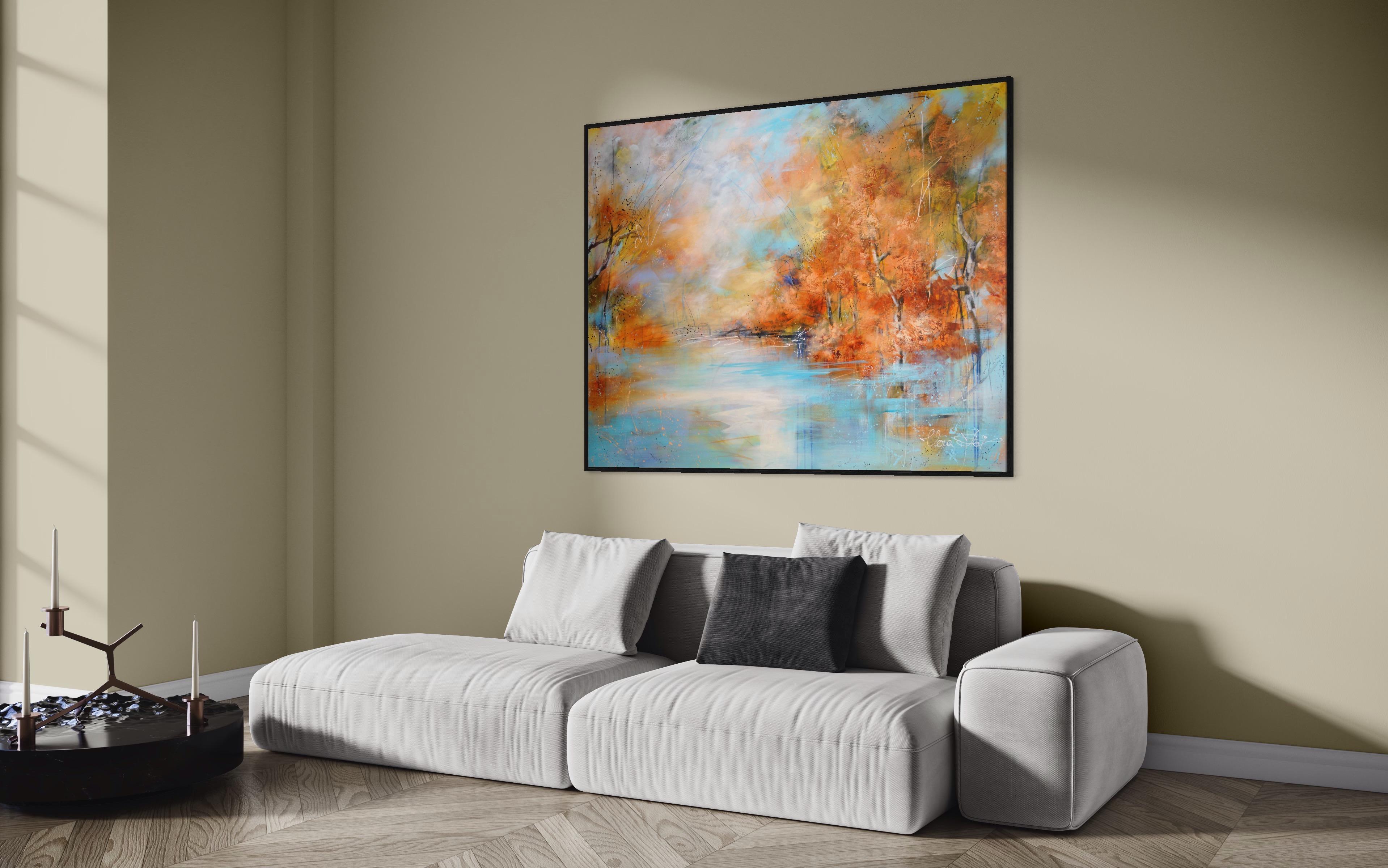 „Calm Reflections: Autumn's Palette“ (Abstrakt), Painting, von Vera Hoi