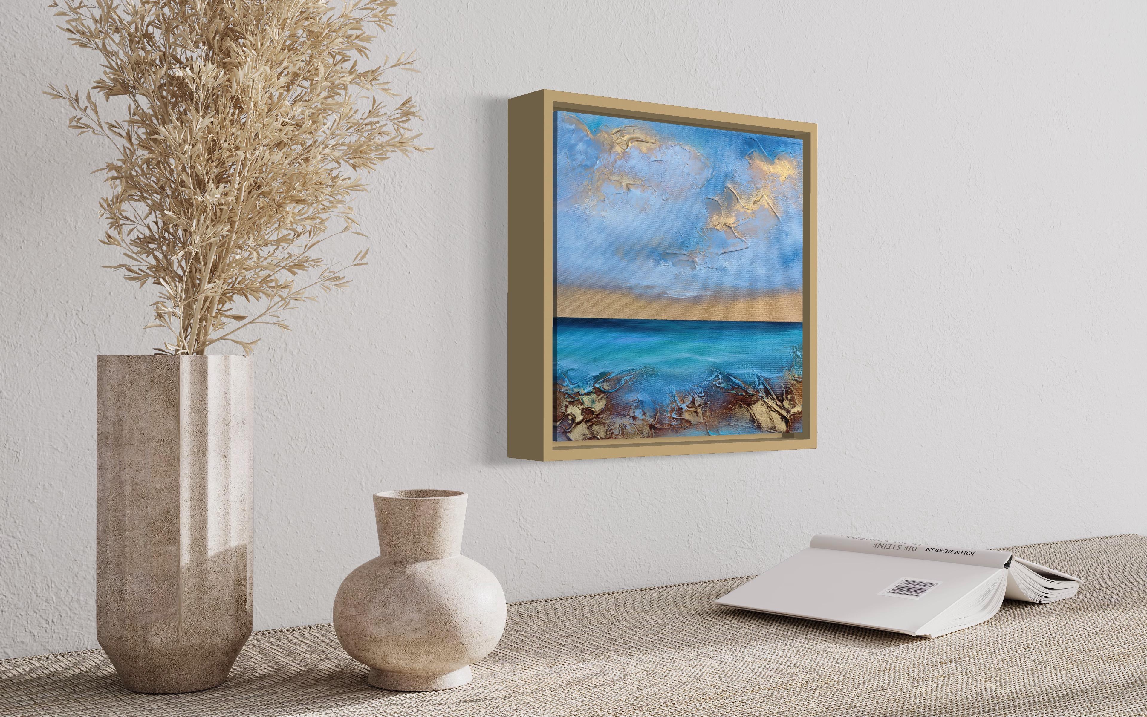 This is a small beautiful textured mixed-media painting. The painting is framed in a natural wooden frame (framed size is 34x34x3,5 cm)

Nature is my greatest source of inspiration. I am trying to convey the deeply spiritual atmosphere of the