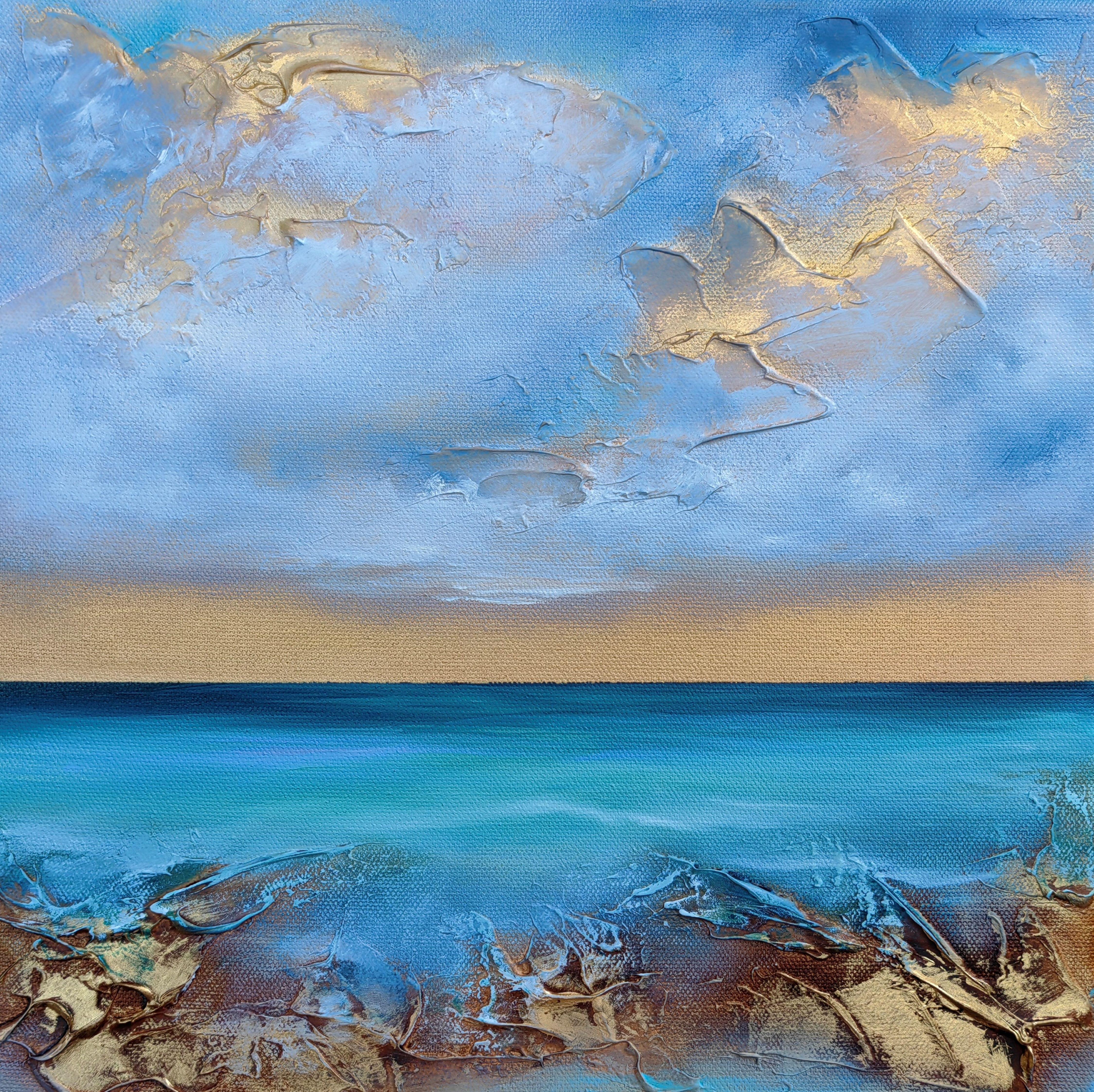 Vera Hoi Landscape Painting - "Calming Blues"