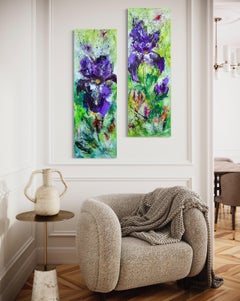 Diptych "Trio of Irises" from "Colours of Summer" collection, Abstract flowers