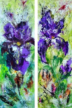 Diptych "Trio of Irises" from "Colours of Summer" collection, Abstract flowers
