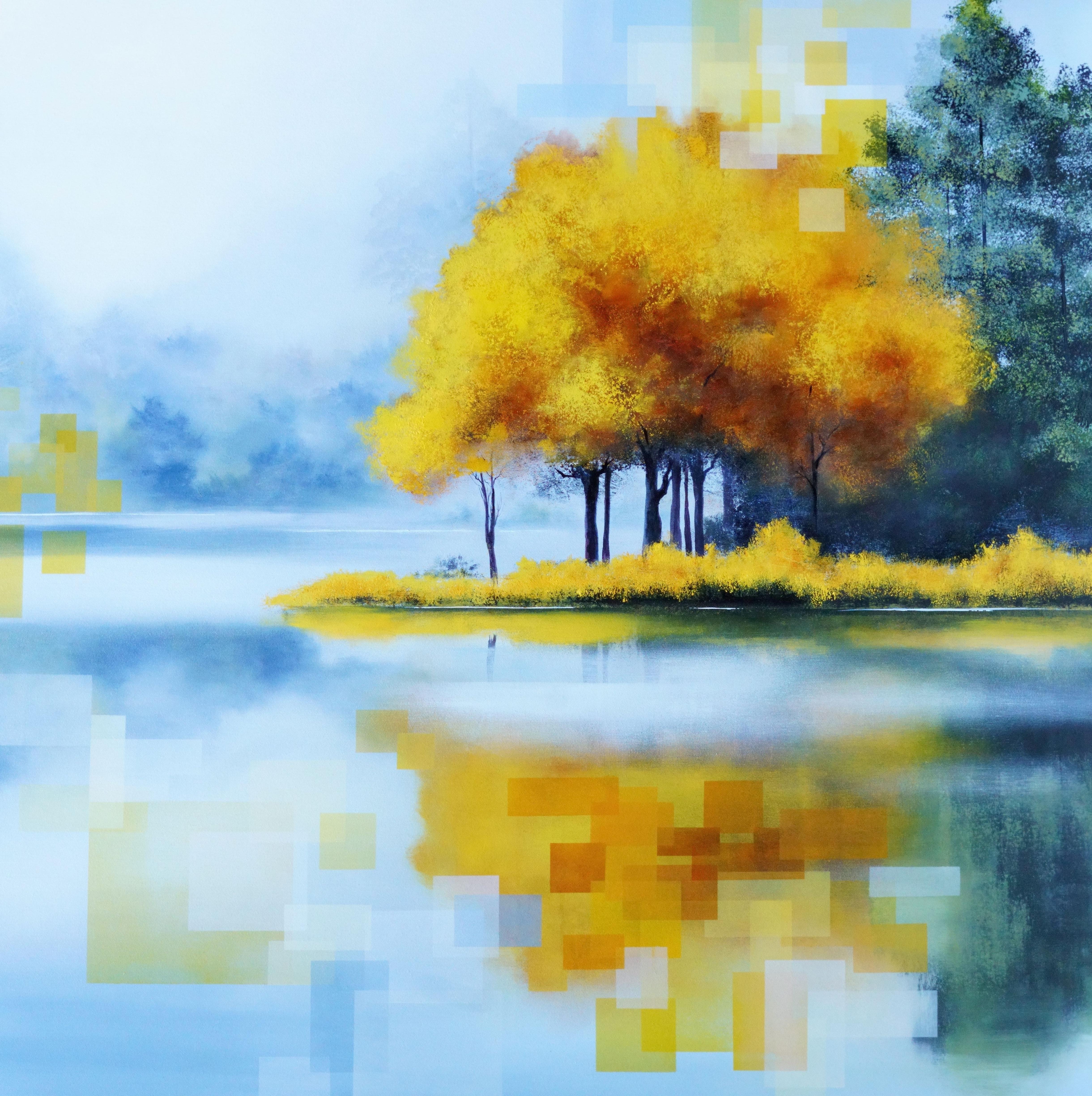Figurative Painting di Vera Hoi - "Echi sul lago