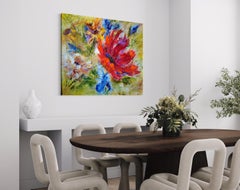 Extra large textured contemporary floral painting "In my Garden", XXL