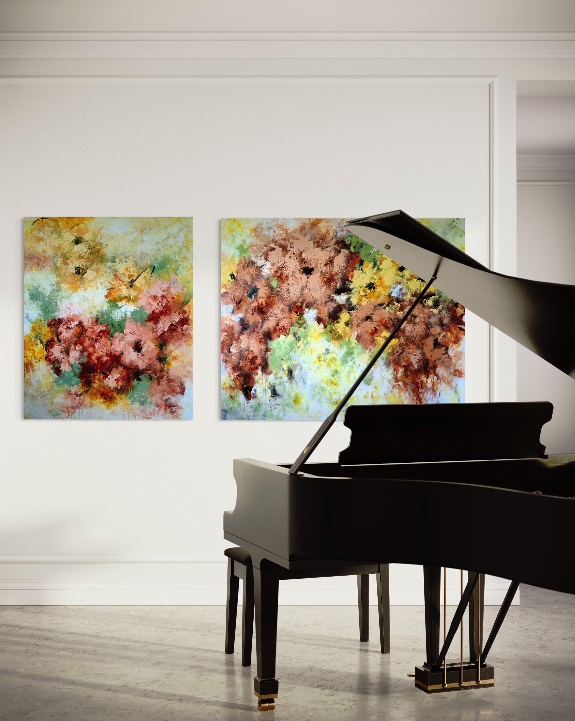 Extra large textured floral painting 