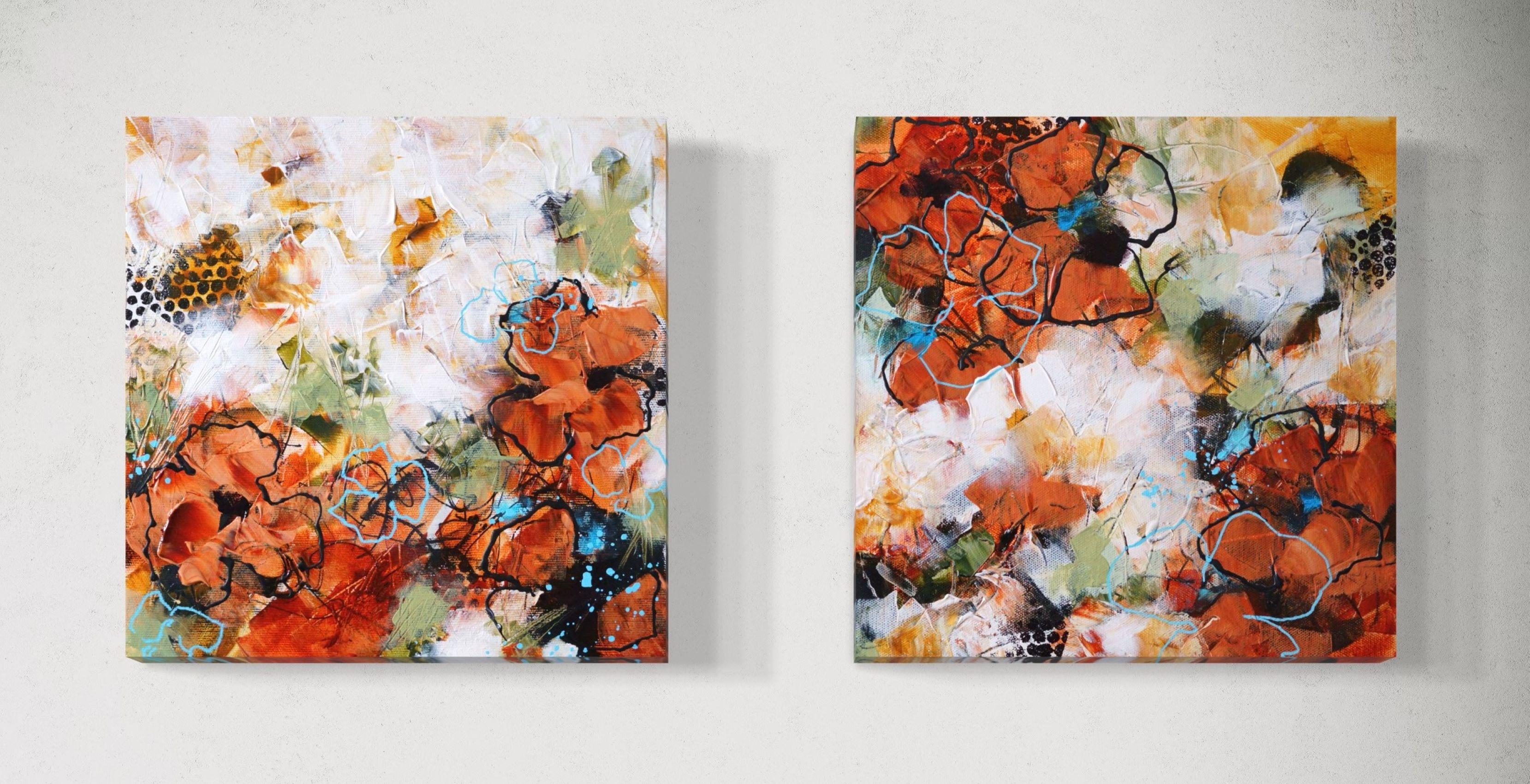Abstract Painting di Vera Hoi - "Fiori per una persona cara" - Dittico