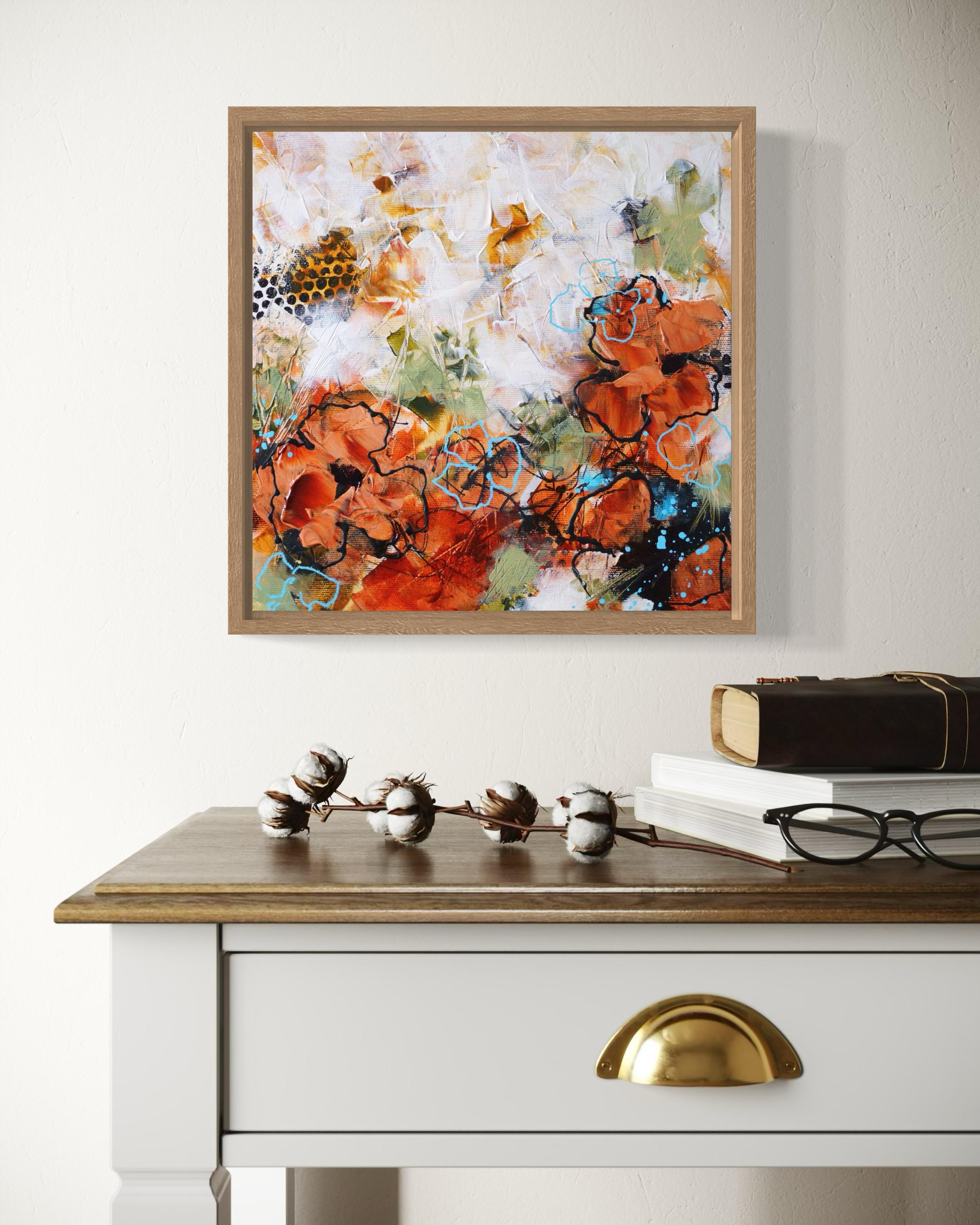 This is a small, beautiful, textured acrylic painting with deep (4 cm) painted edges. It will be sold without a frame and is ready to hang.

Despite its small size, 