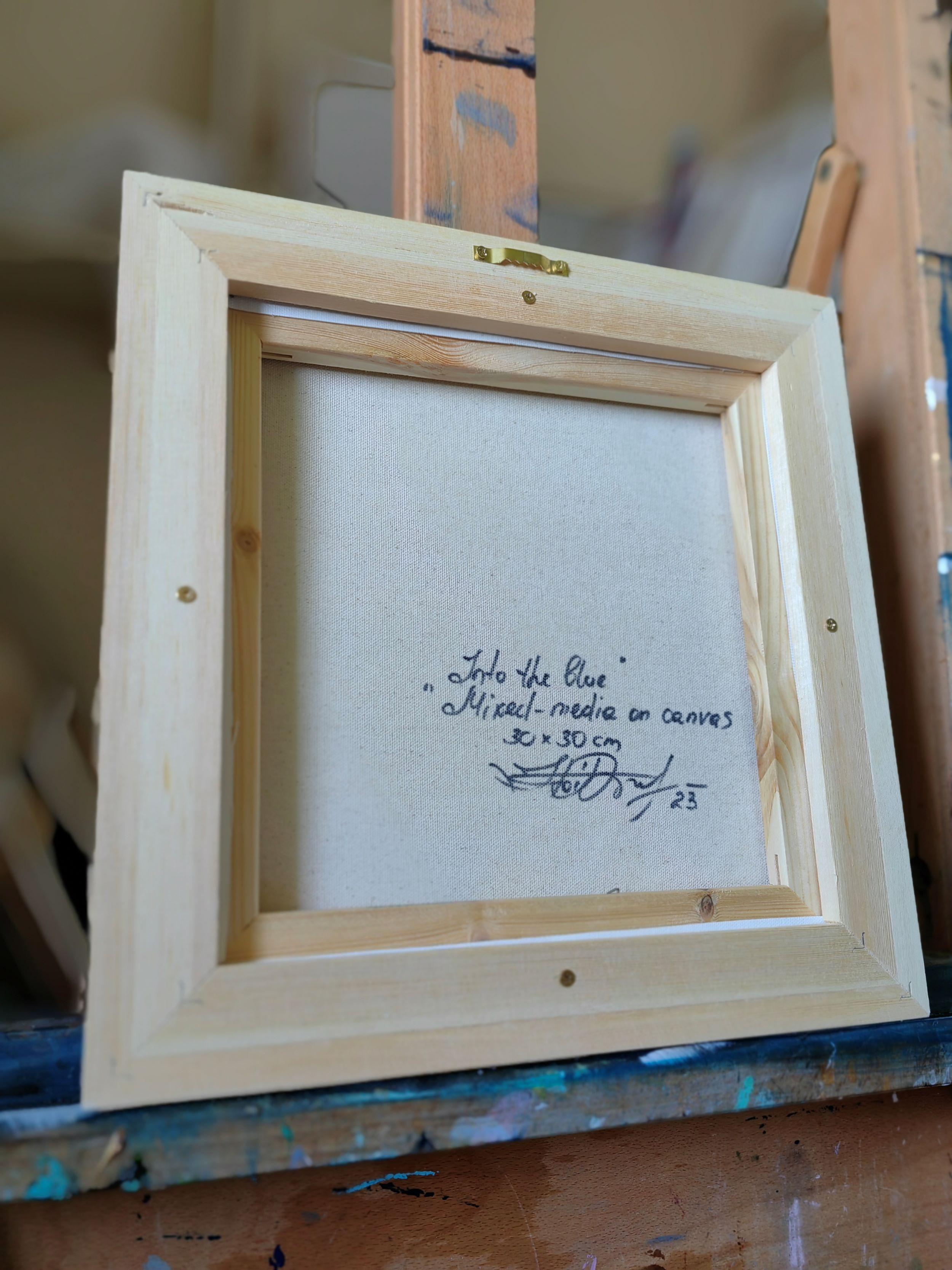 „Into the Blue“ Texturiertes gerahmtes Gemälde im Angebot 5