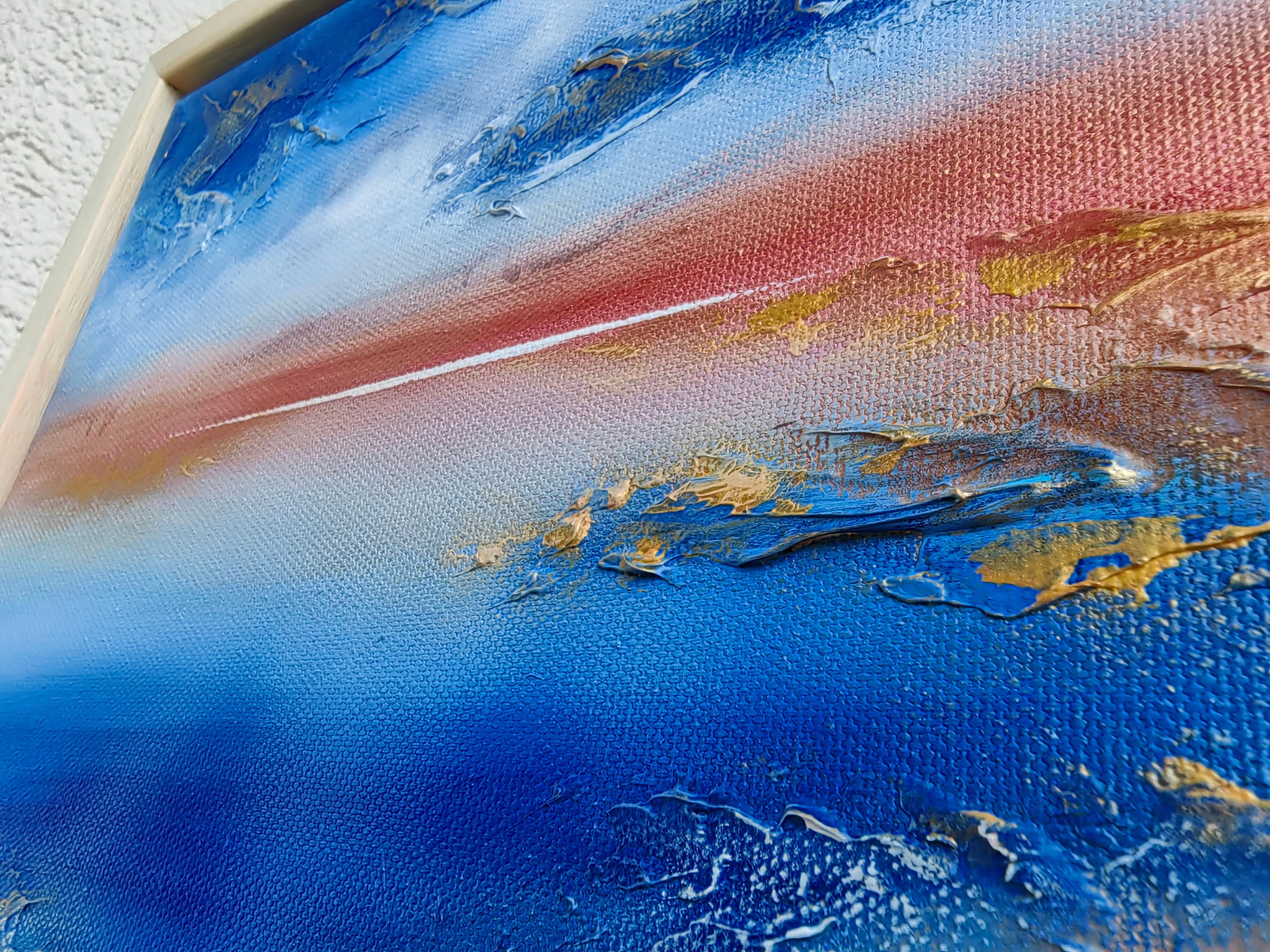 „Into the Blue“ Texturiertes gerahmtes Gemälde im Angebot 1