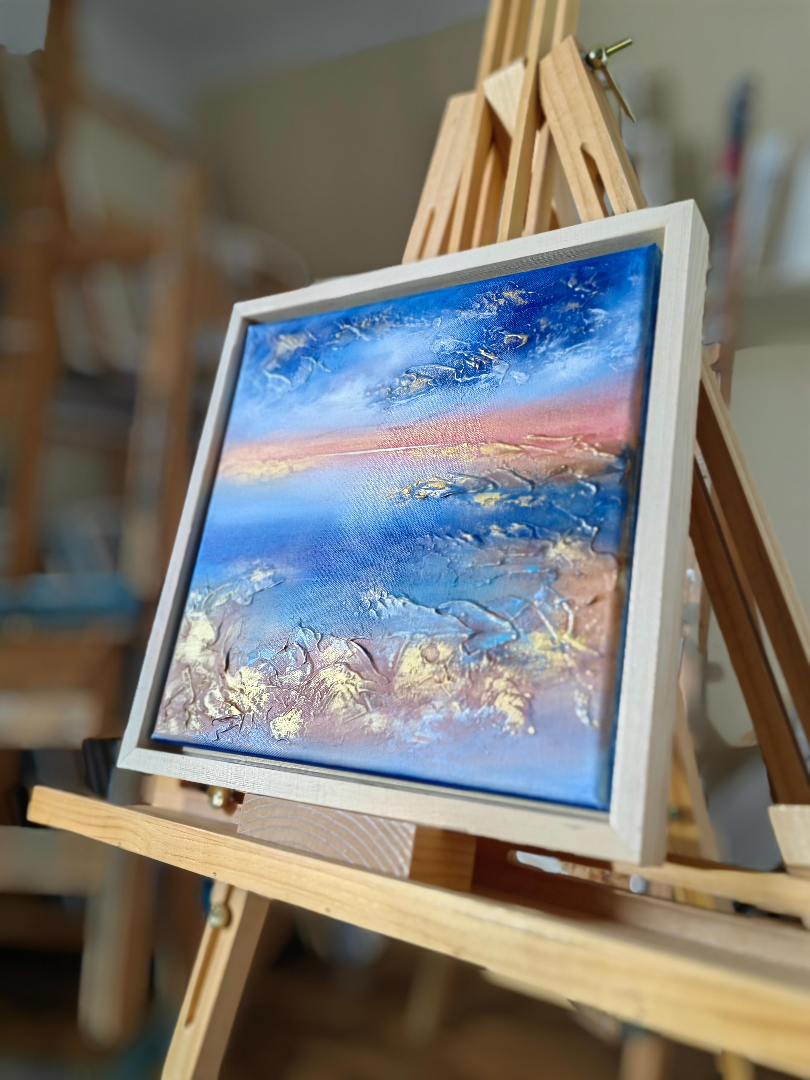 „Into the Blue“ Texturiertes gerahmtes Gemälde im Angebot 3