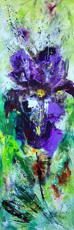"Iris" from "Colours of Summer" collection, Abstract flowers painting