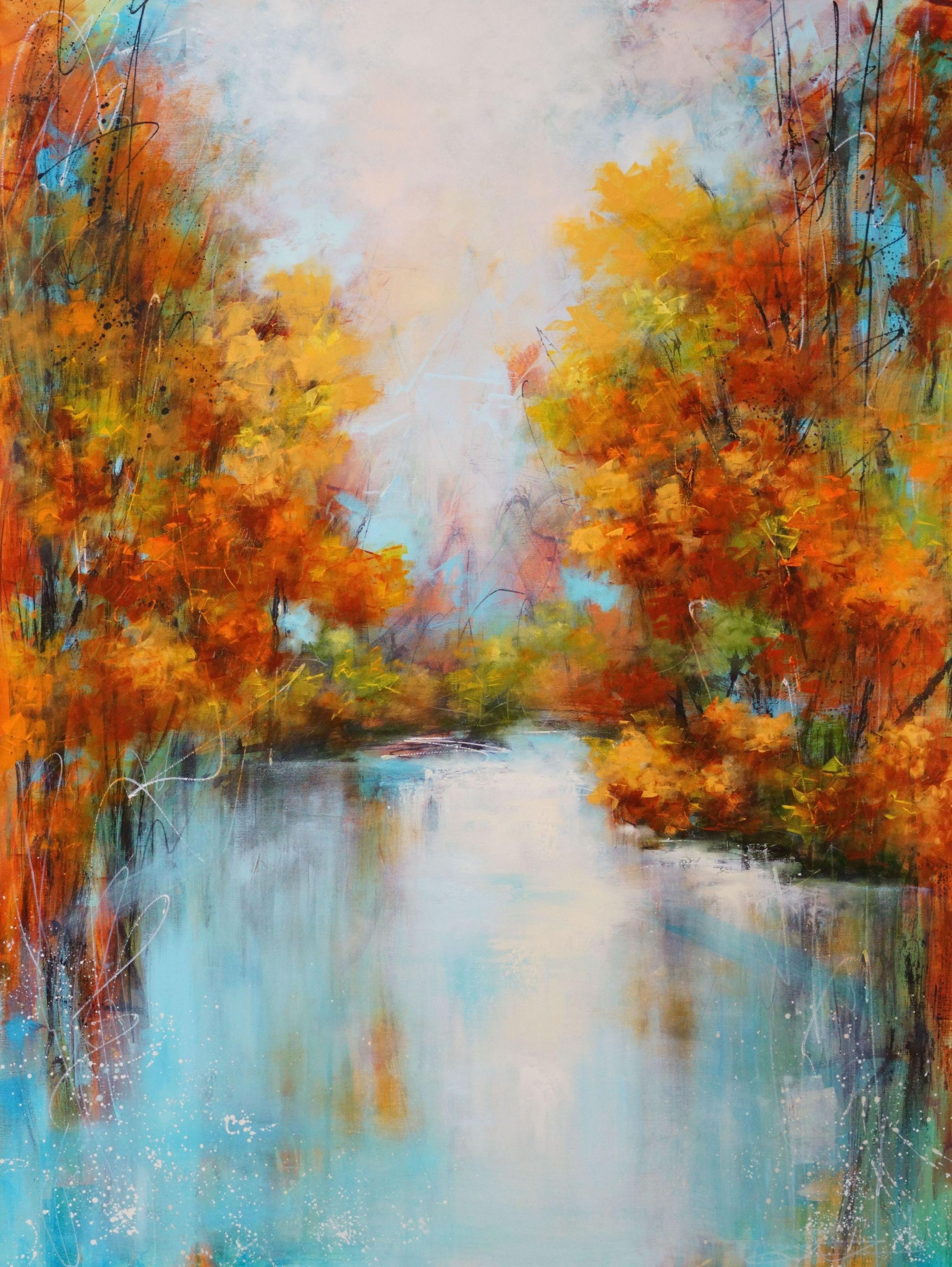 "SERENITA' LAGUNARE IN CASCATA", Quadro impressionista contemporaneo, extra large