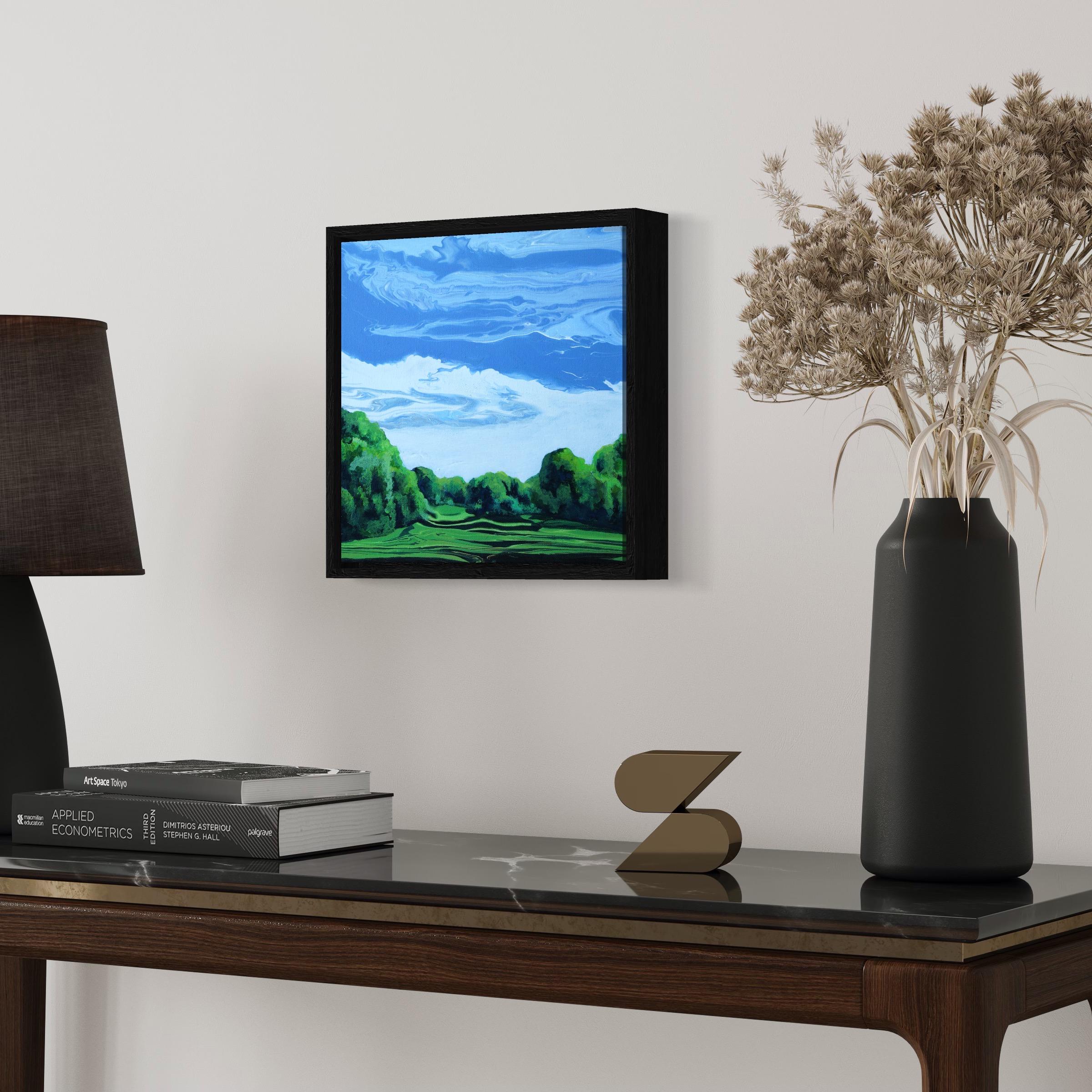 This is a small beautiful contemporary painting measuring 30 x 30 x 4 cm from my series dedicated to the beauty of Austrian nature. The place shown in the painting was inspired by a space not far from my house. I pass it every time I go for a walk