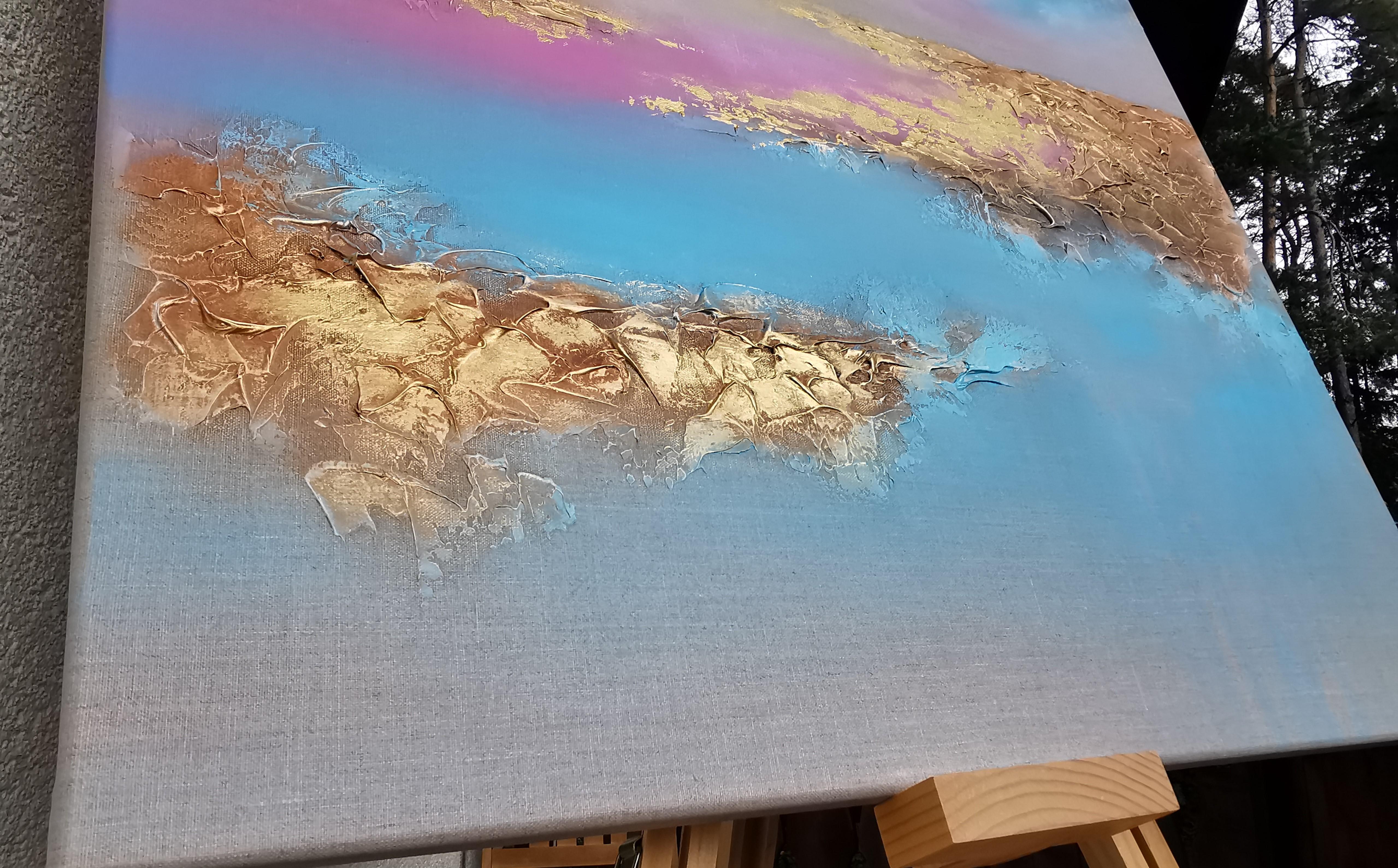 Si tratta di un quadro a tecnica mista semi-astratto di grandi dimensioni e bello da vedere, con i bordi dipinti, per cui può essere appeso immediatamente senza essere incorniciato.

Questo dipinto presenta molte strutture e stratificazioni. Tecnica