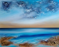 Used "Relaxed Romance" Large abstract seascape painting