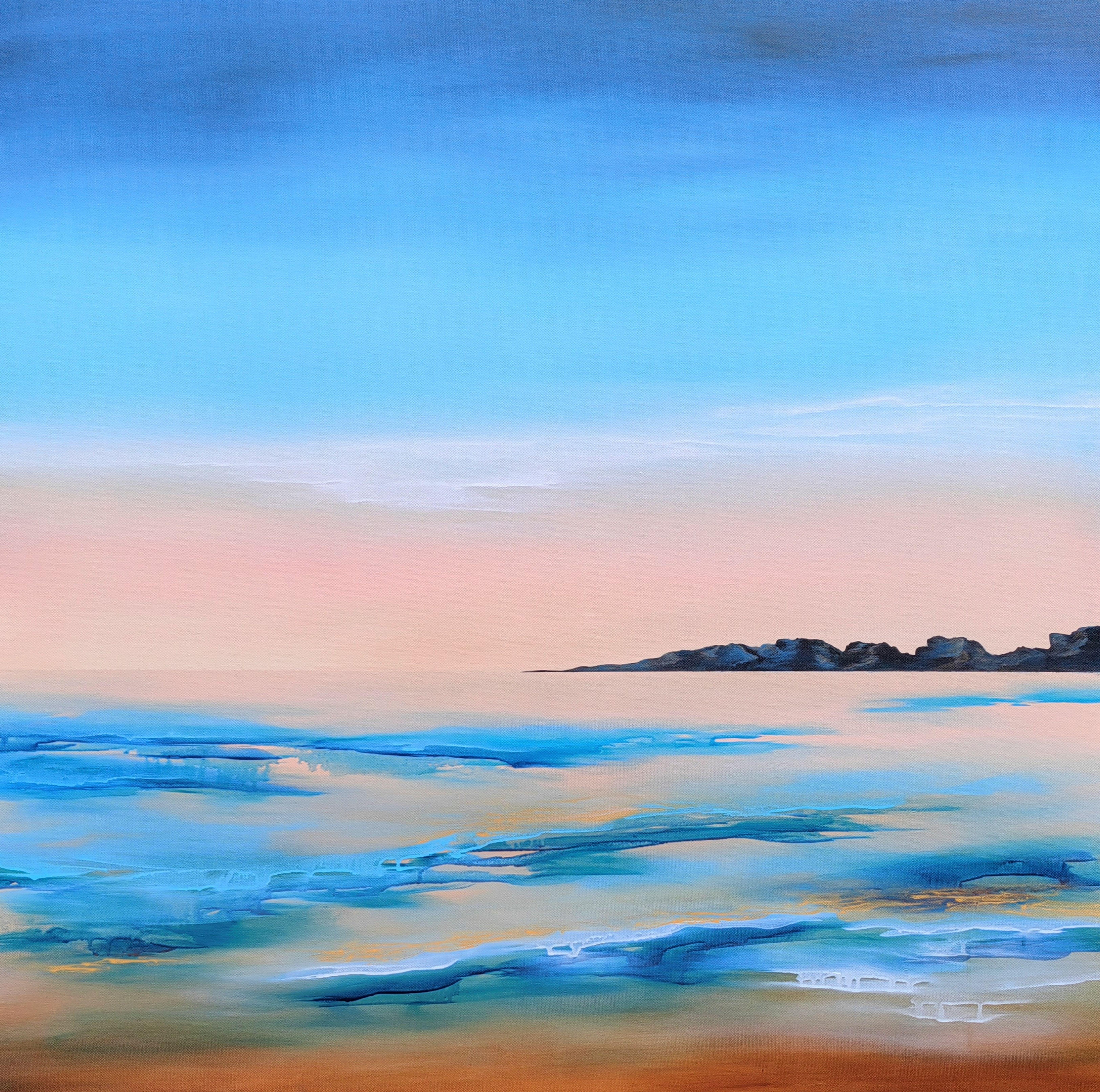 Abstract Painting di Vera Hoi - "Serenity" XXL Quadro marino contemporaneo di grandi dimensioni