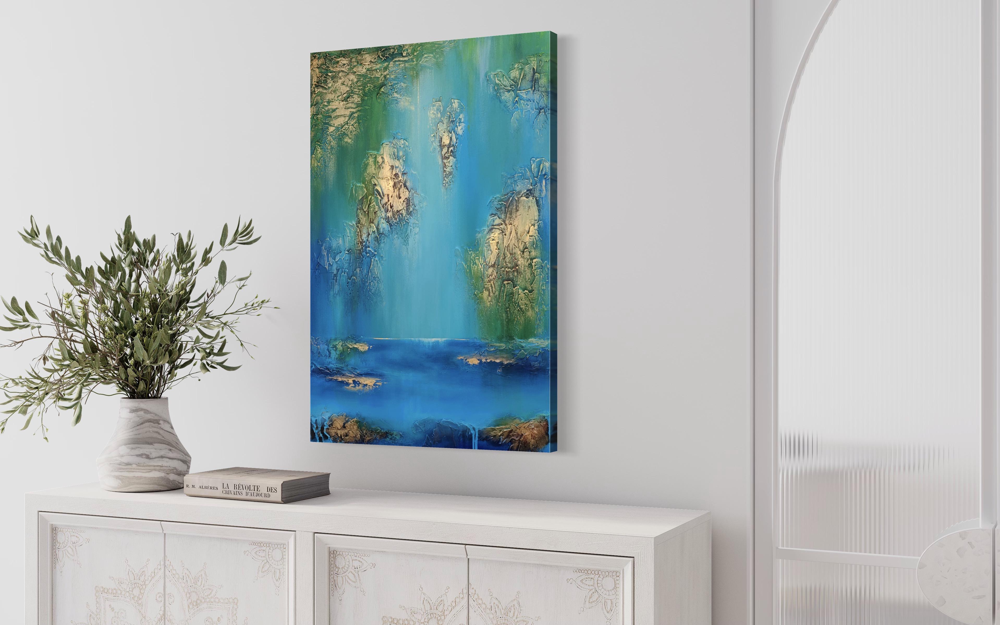 « Rêve d'été » - Grande peinture abstraite texturée en vente 6