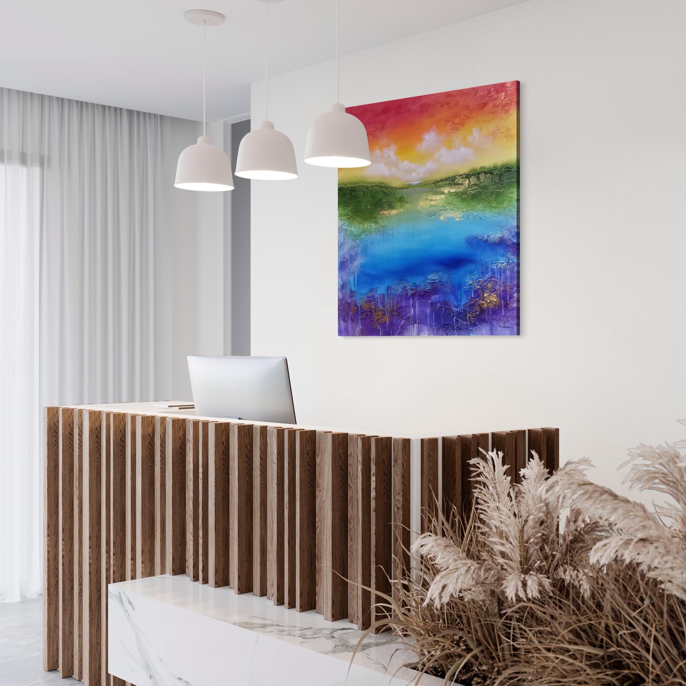 „Die Farben der Liebe“ XL Texturierte, farbenfrohe Abstraktion im Angebot 6