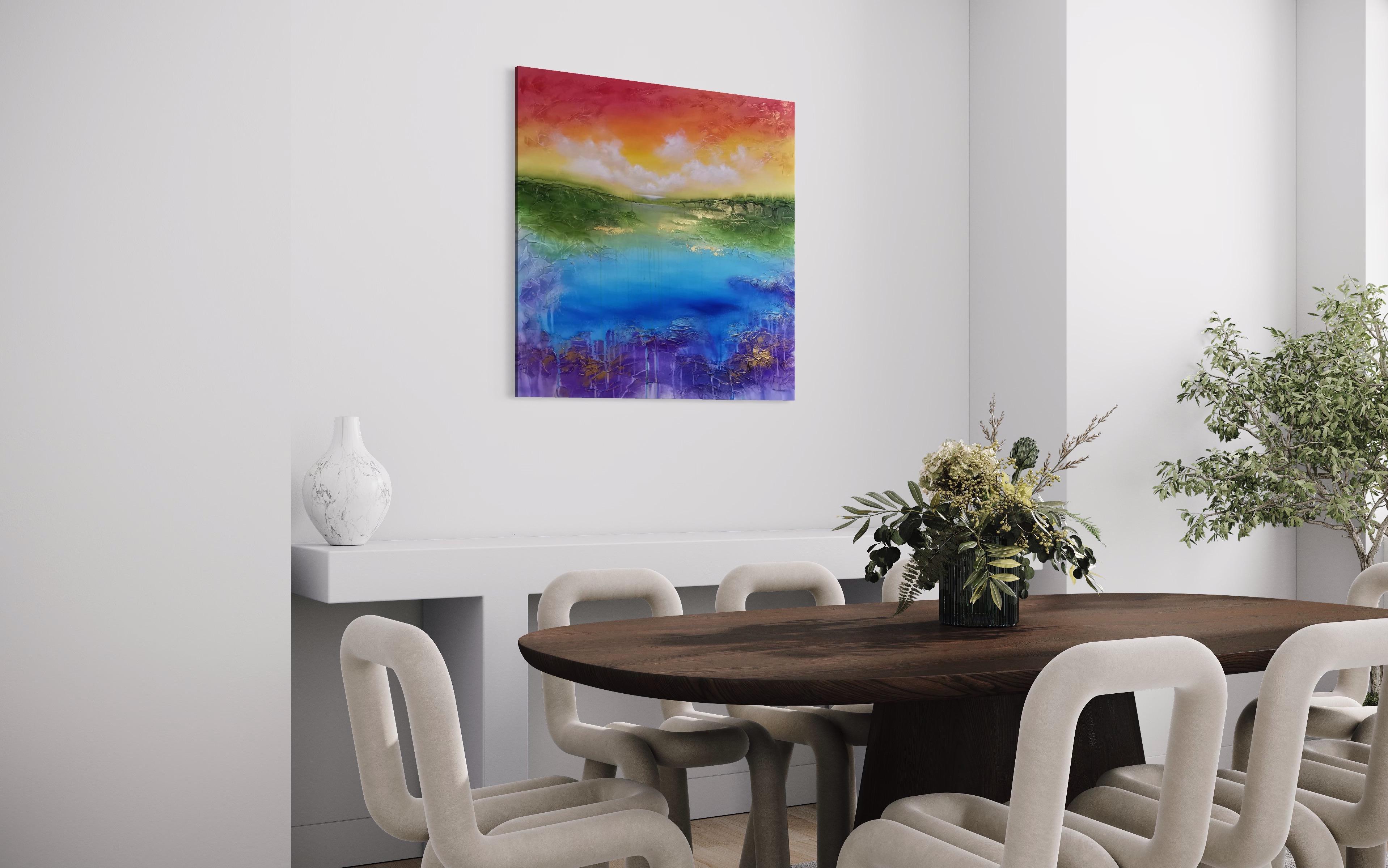 „Die Farben der Liebe“ XL Texturierte, farbenfrohe Abstraktion – Painting von Vera Hoi