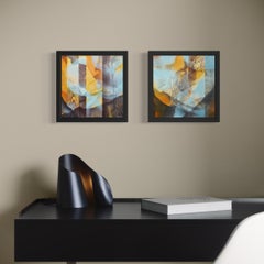 The Space Between Diptych, Acrylic on Canvas, Framed, Signed, 68x34cm