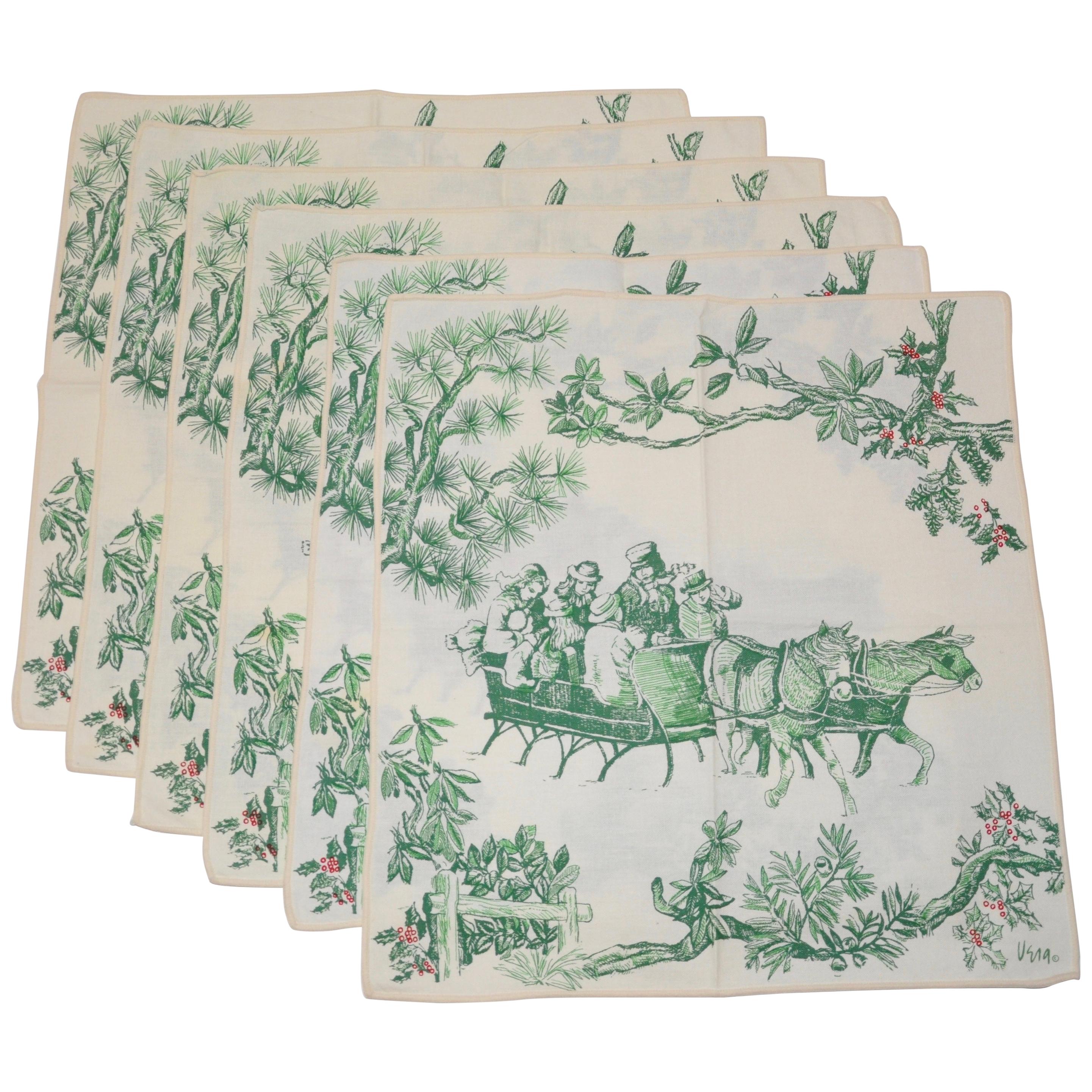 Vera "Set of 8" "Field of Flowers" LinenBlend Table Napkins For Sale