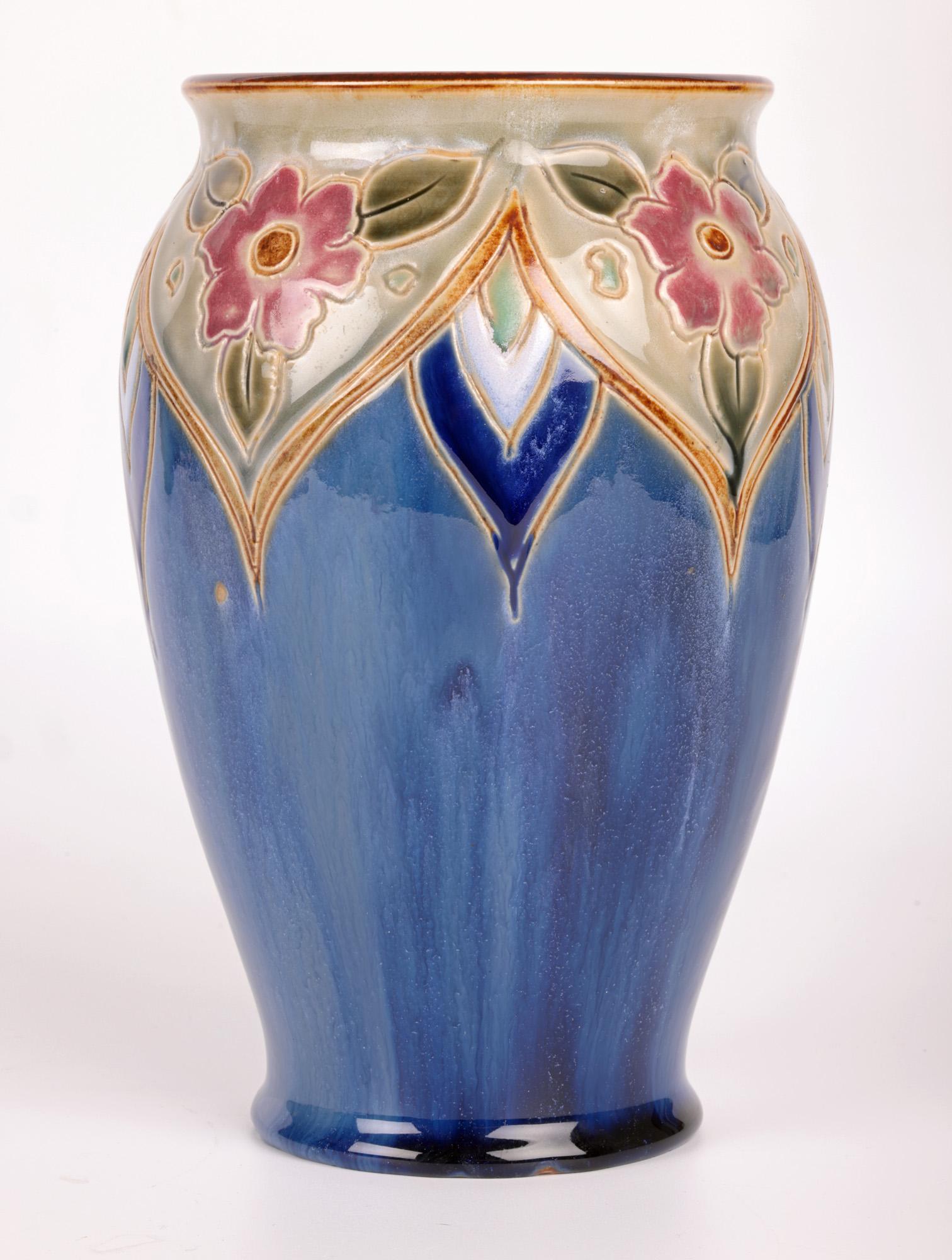 Vera Huggins Doulton Lambeth Floral Presentation Vase Dated 1938 For Sale 2