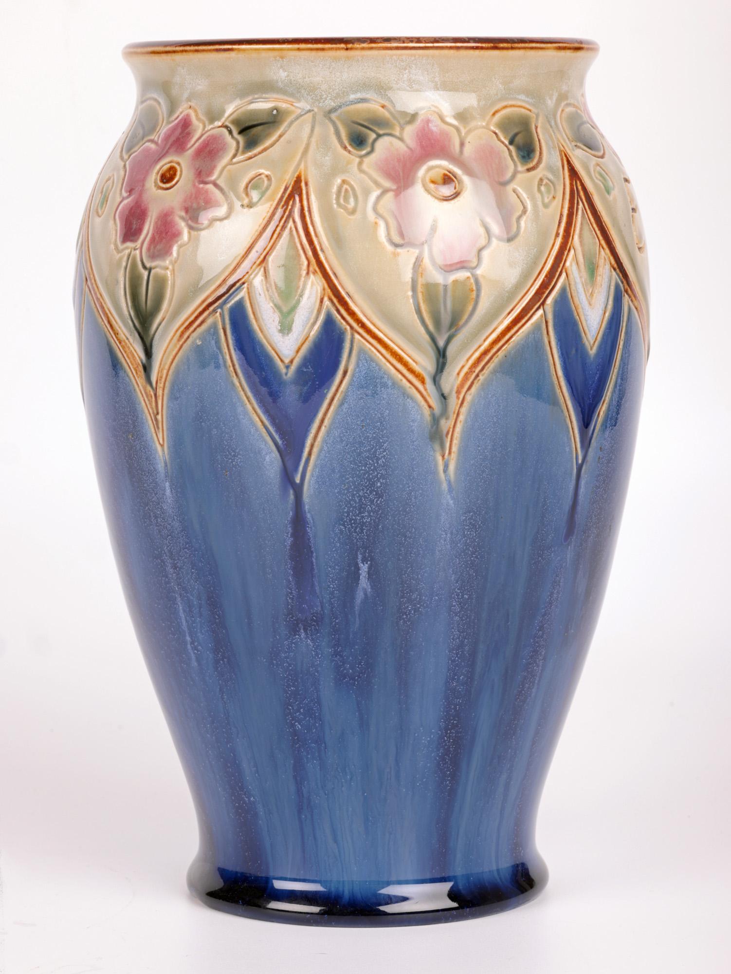 Vera Huggins Doulton Lambeth Floral Presentation Vase Dated 1938 For Sale 5