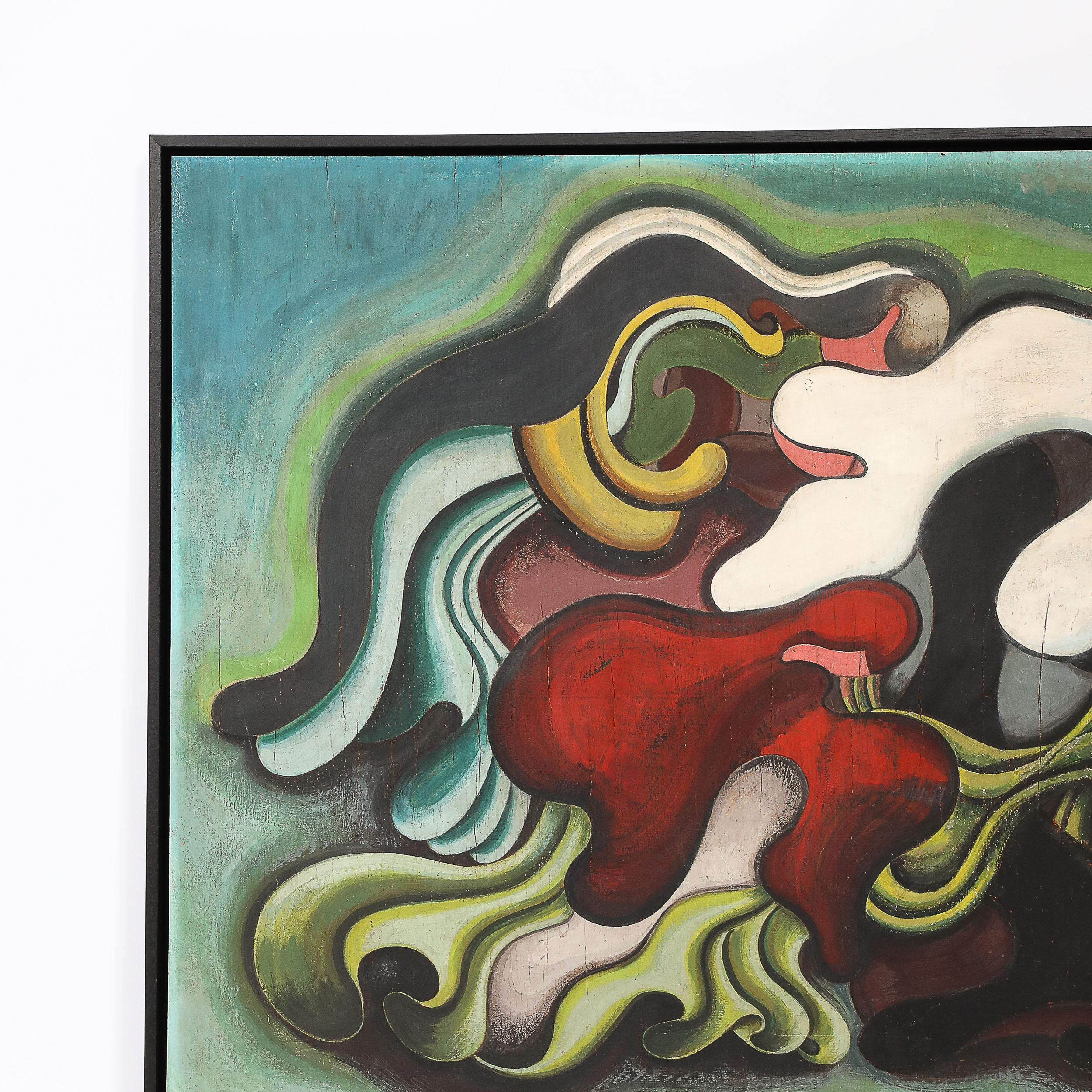 Mid-Century Modernistisches Temperagemälde „Composition Biomorphique“ (Schwarz), Abstract Painting, von Vera Idelson