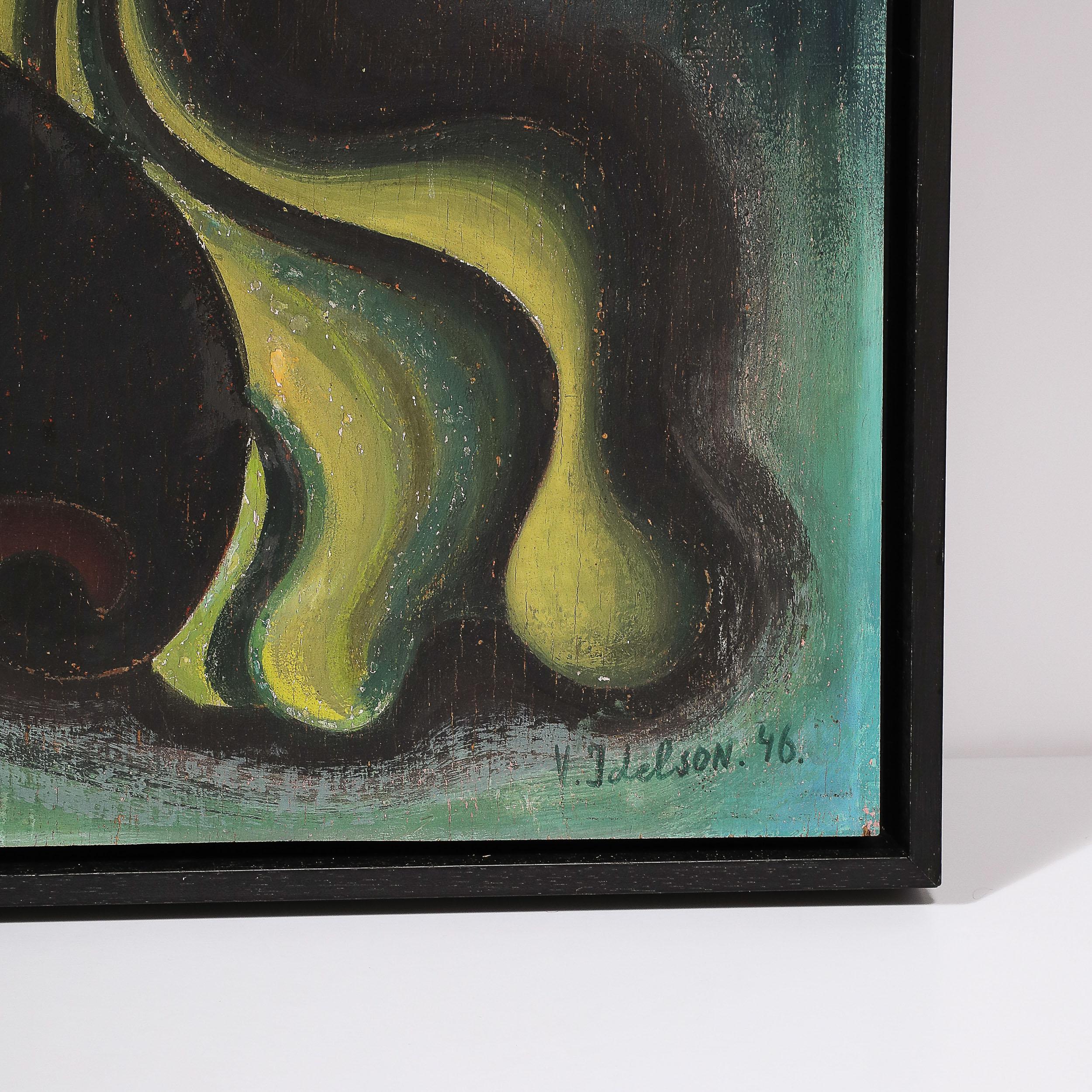 Mid-Century Modernistisches Temperagemälde „Composition Biomorphique“ im Angebot 1